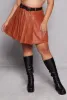 Plus Size Belted Faux Leather Pleated Skirt sold by Rainbow