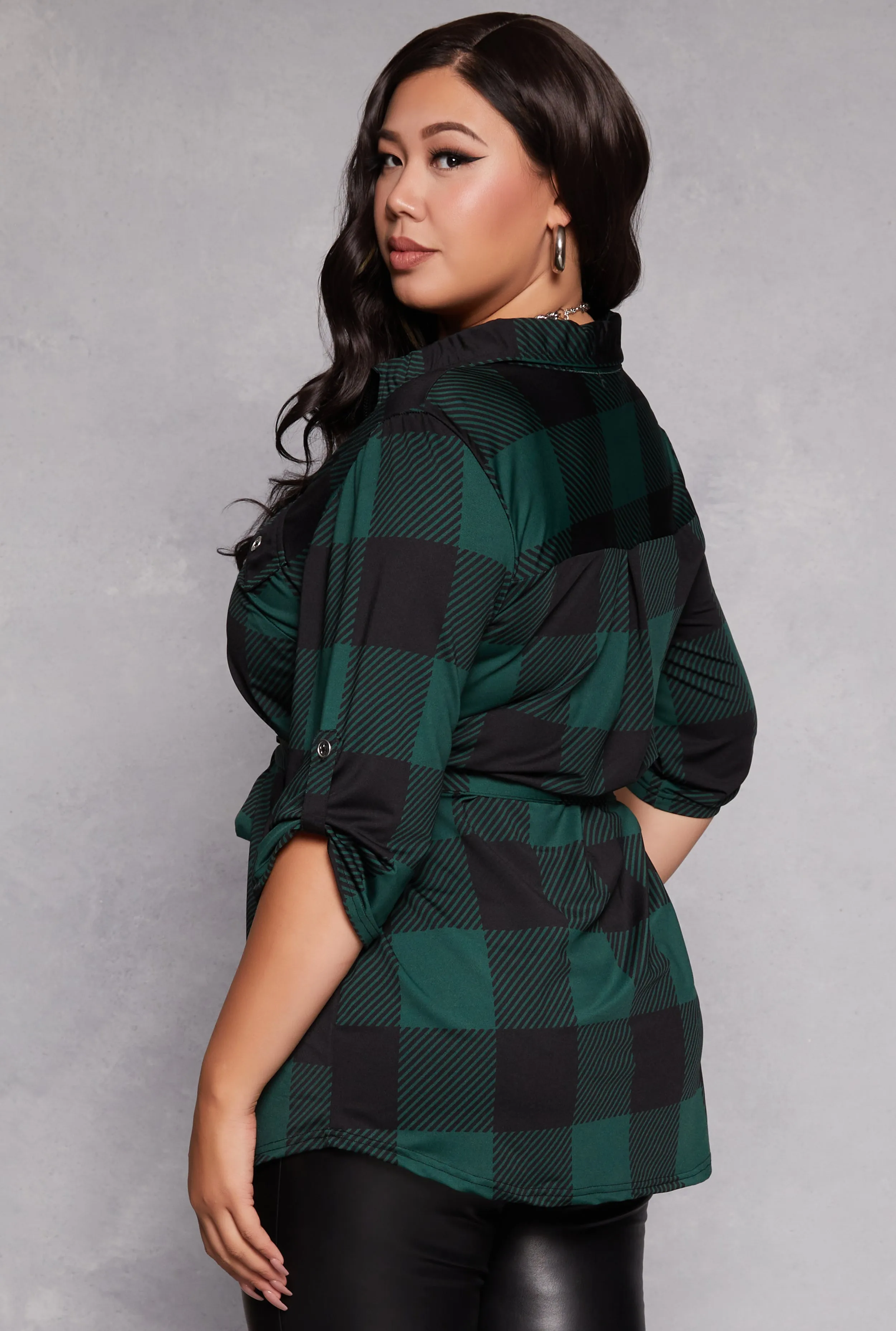 Plus Size Buffalo Plaid Half Zip Tunic Top sold by Rainbow product image thumbnail 3
