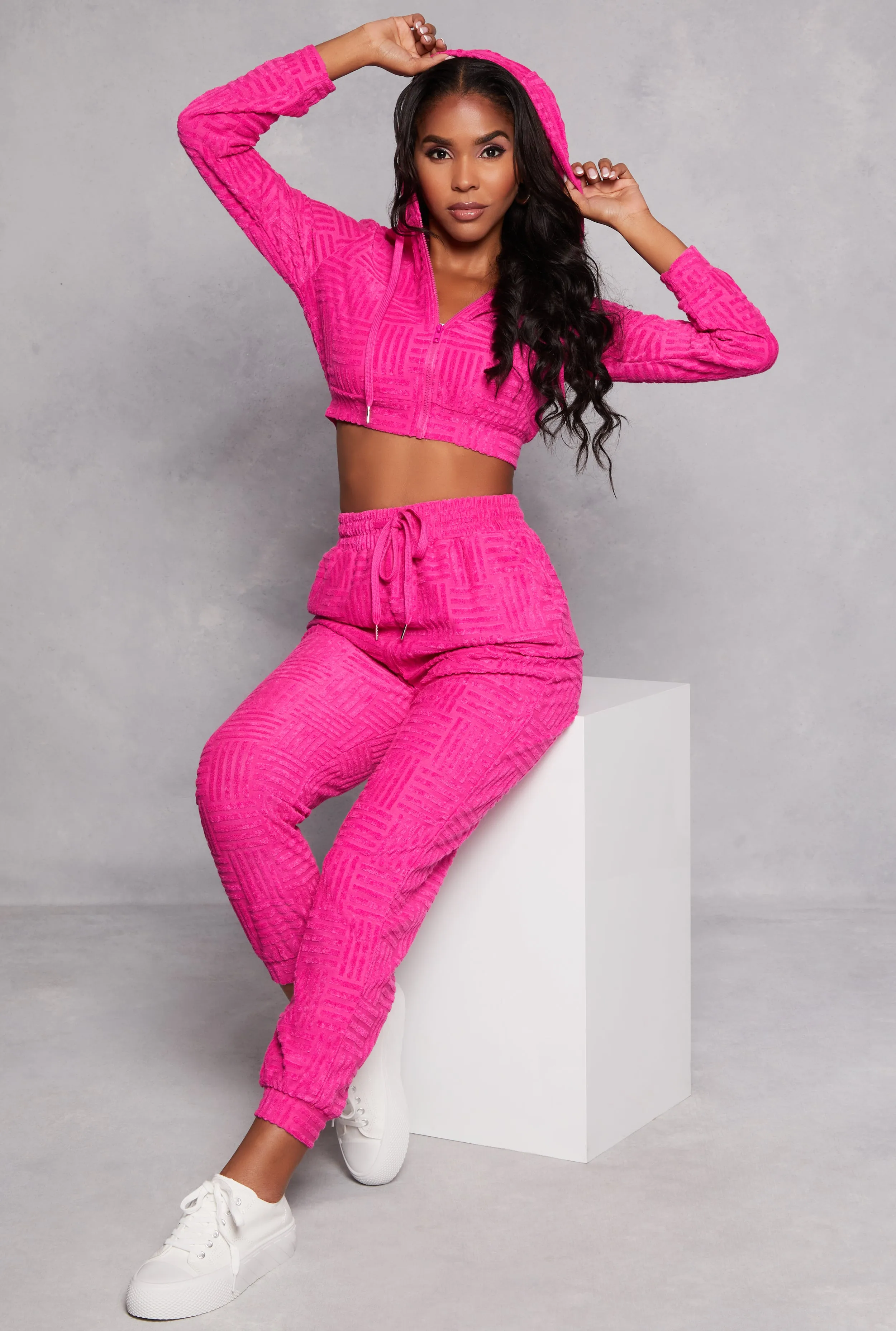 Chenille Patterned Front Zip Hoodie sold by Rainbow product image thumbnail 2