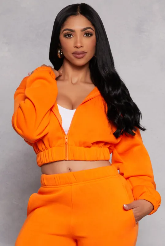 Zip Front Hooded Cropped Sweatshirt sold by Rainbow