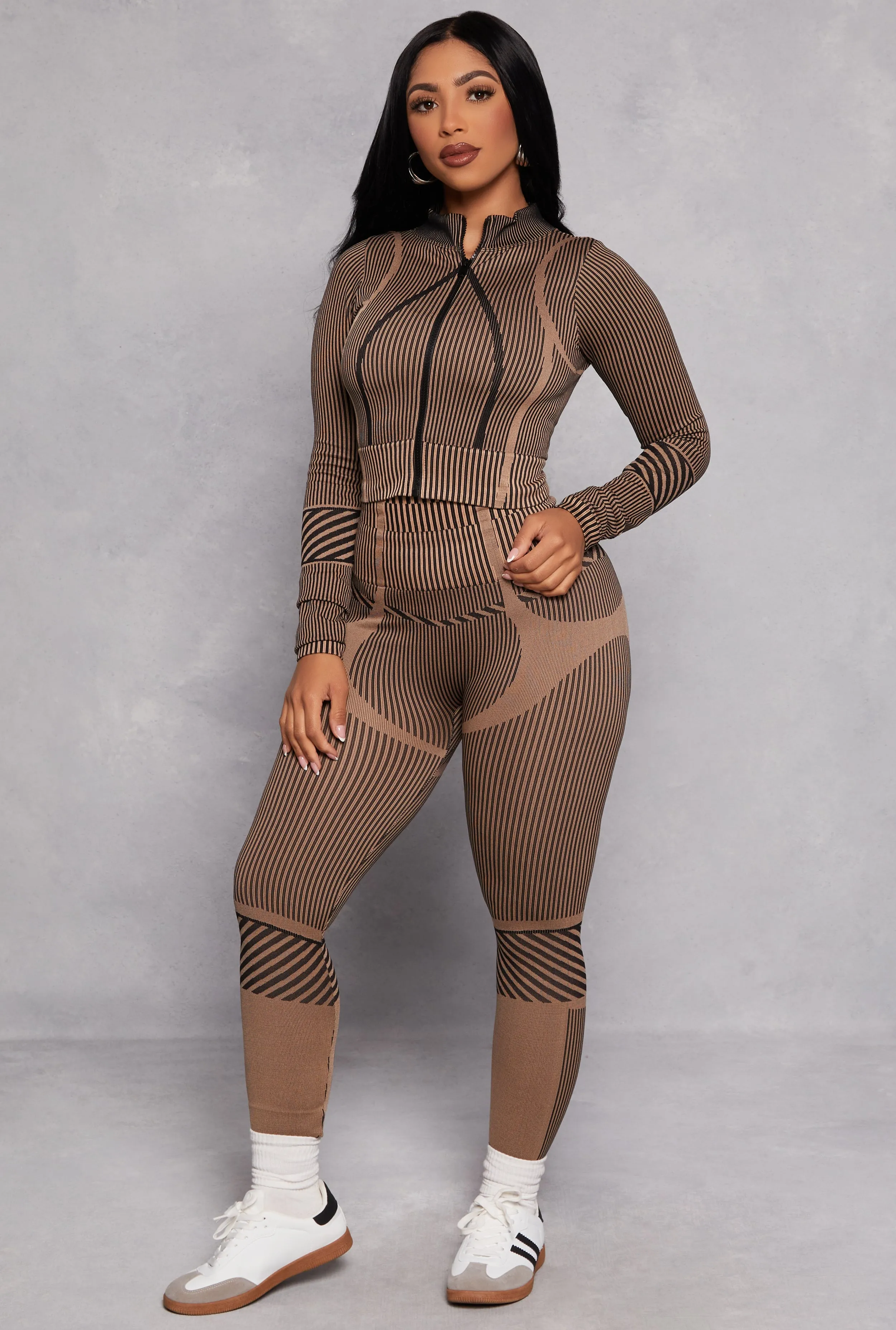 Striped Seamless High Waist Leggings sold by Rainbow