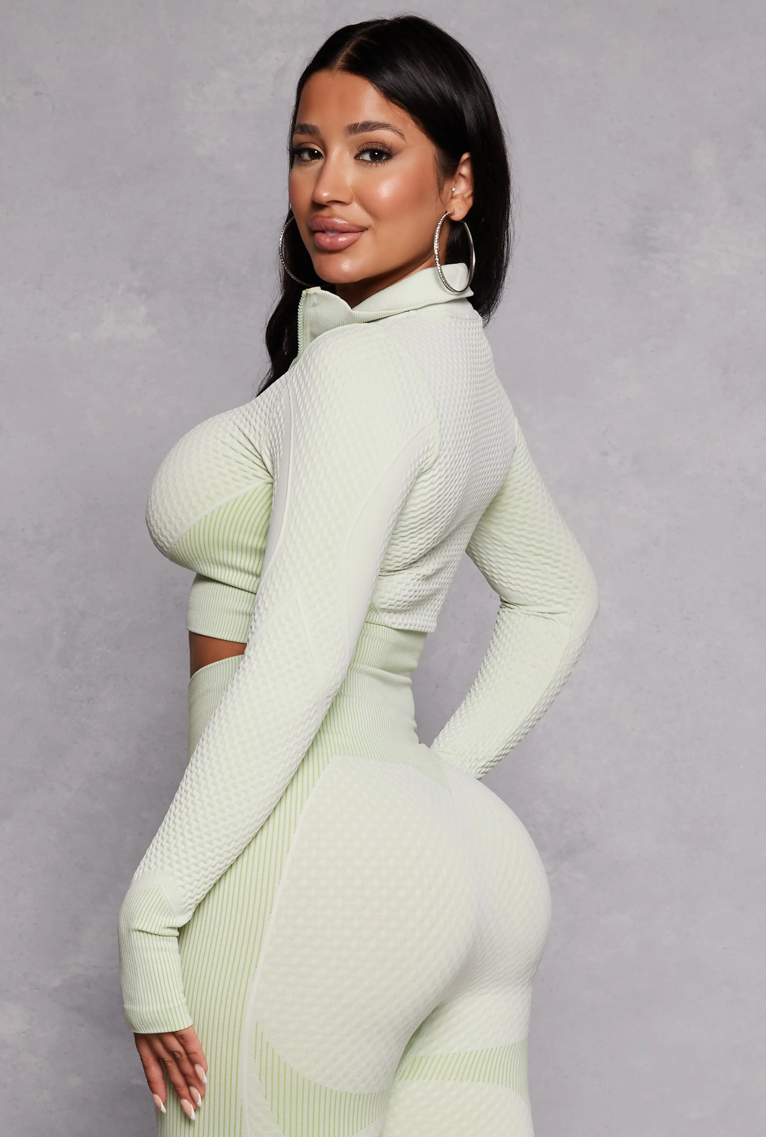 Seamless Textured Knit Zip Front Track Jacket sold by Rainbow product image thumbnail 3