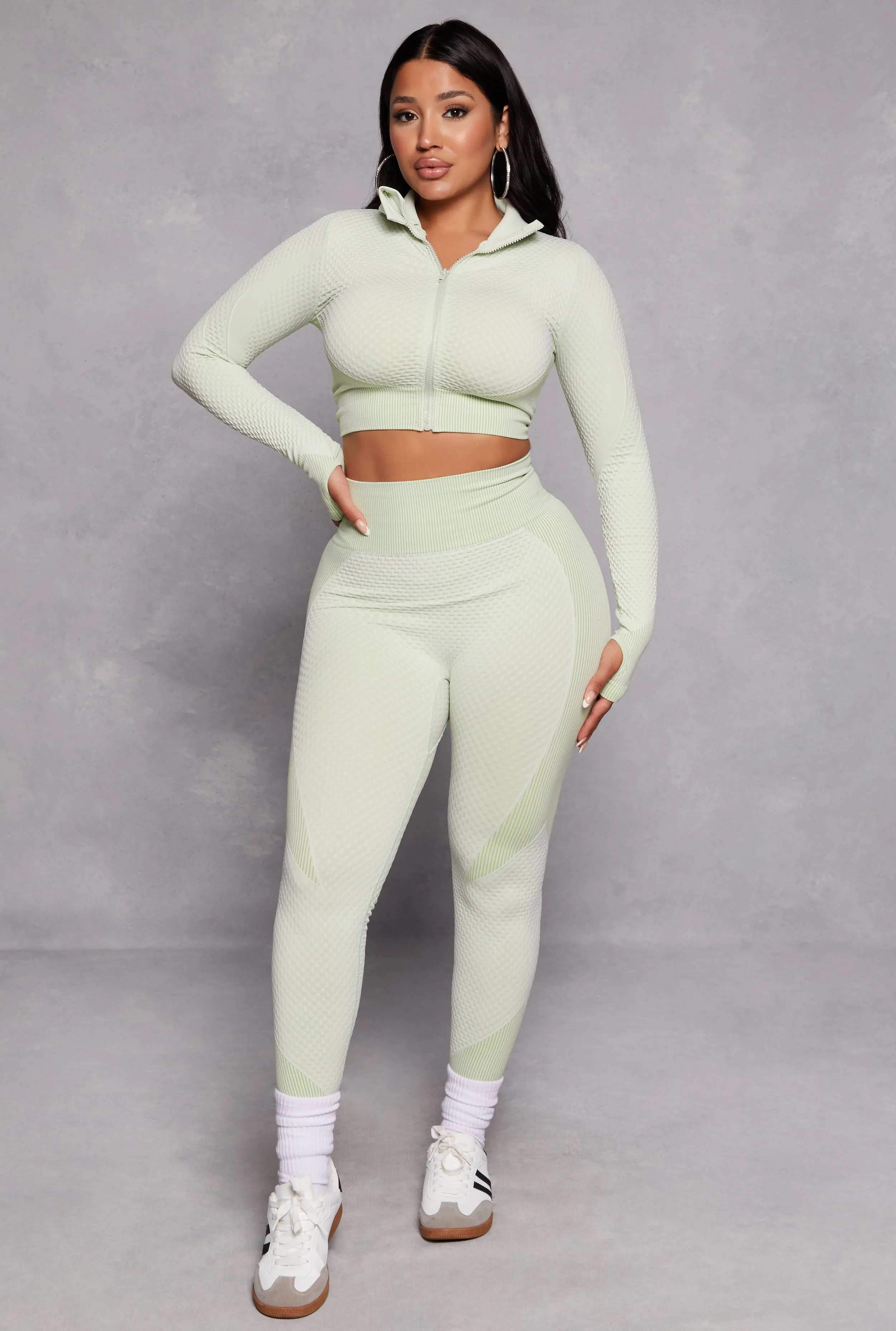 Seamless Textured Knit Zip Front Track Jacket sold by Rainbow product image thumbnail 2