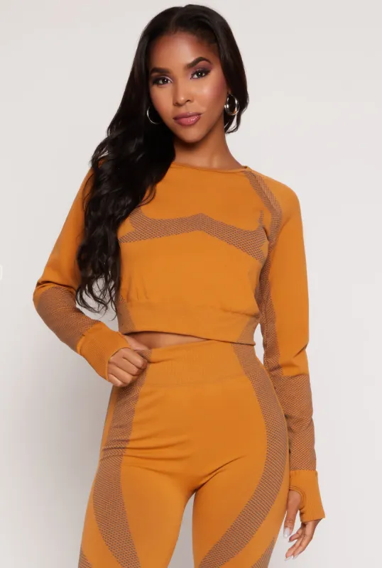 Seamless Color Block Long Sleeve Top sold by Rainbow