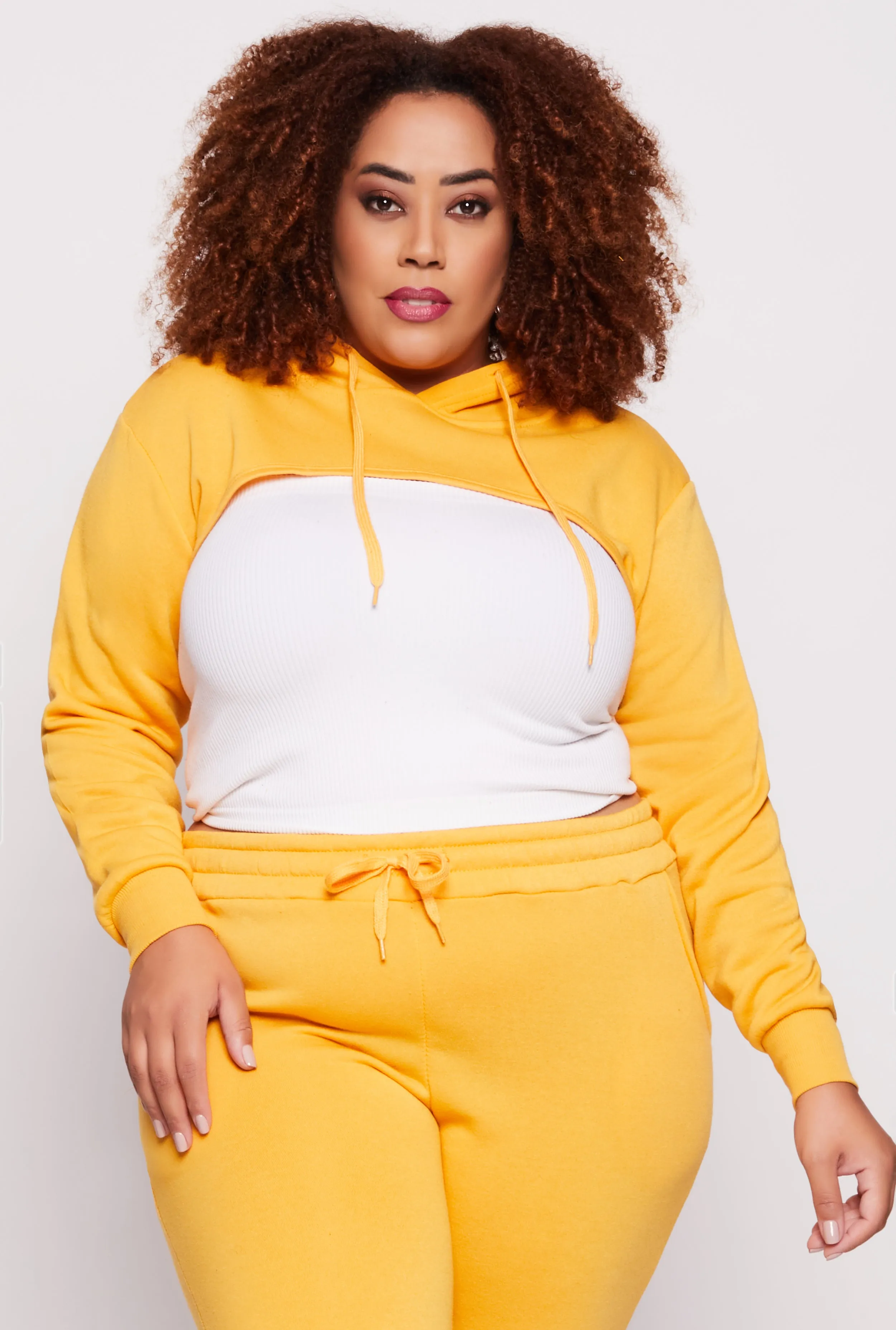 Plus Size Fleece Hooded Shrug sold by Rainbow