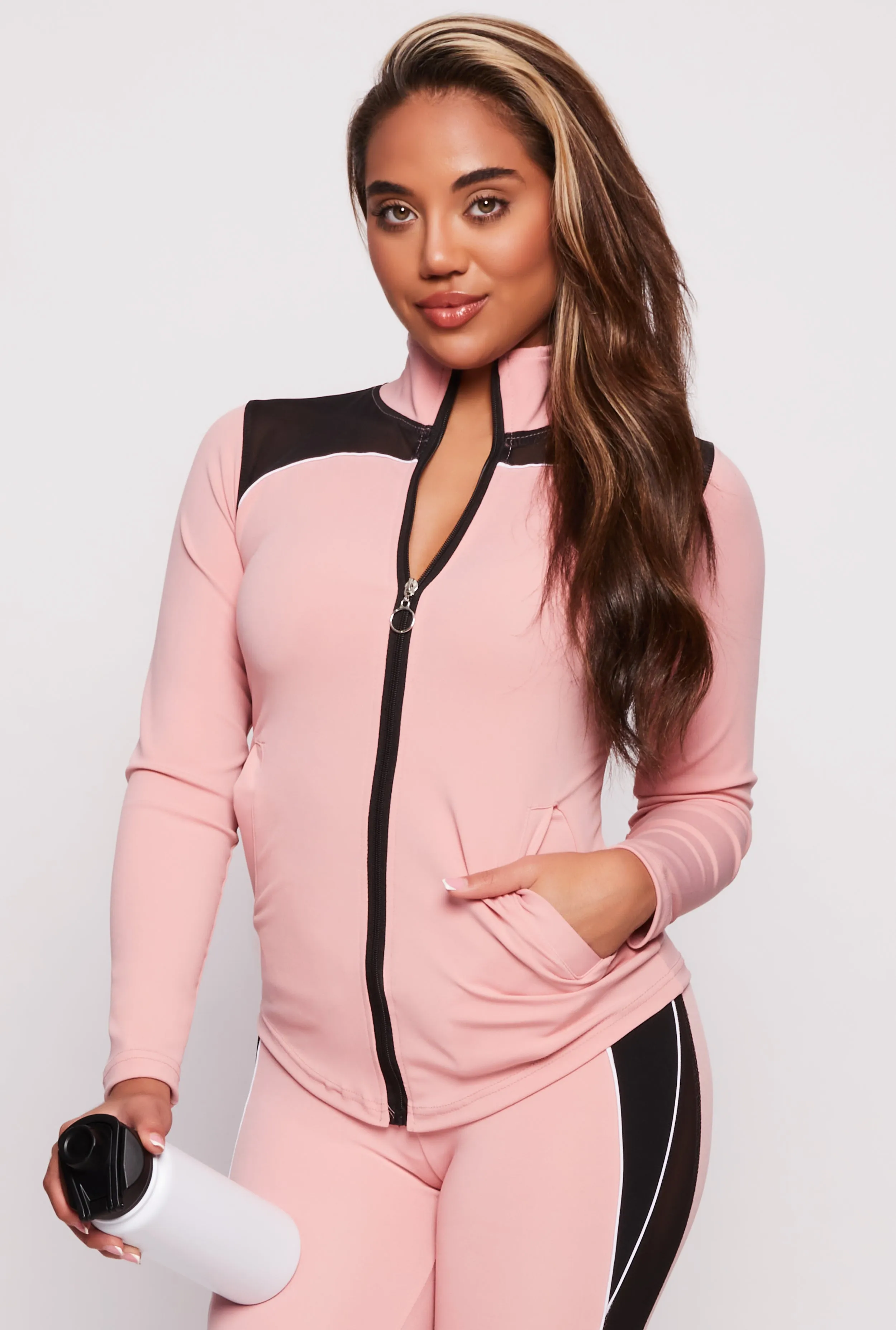 Mesh Detail Zip Front Track Jacket sold by Rainbow