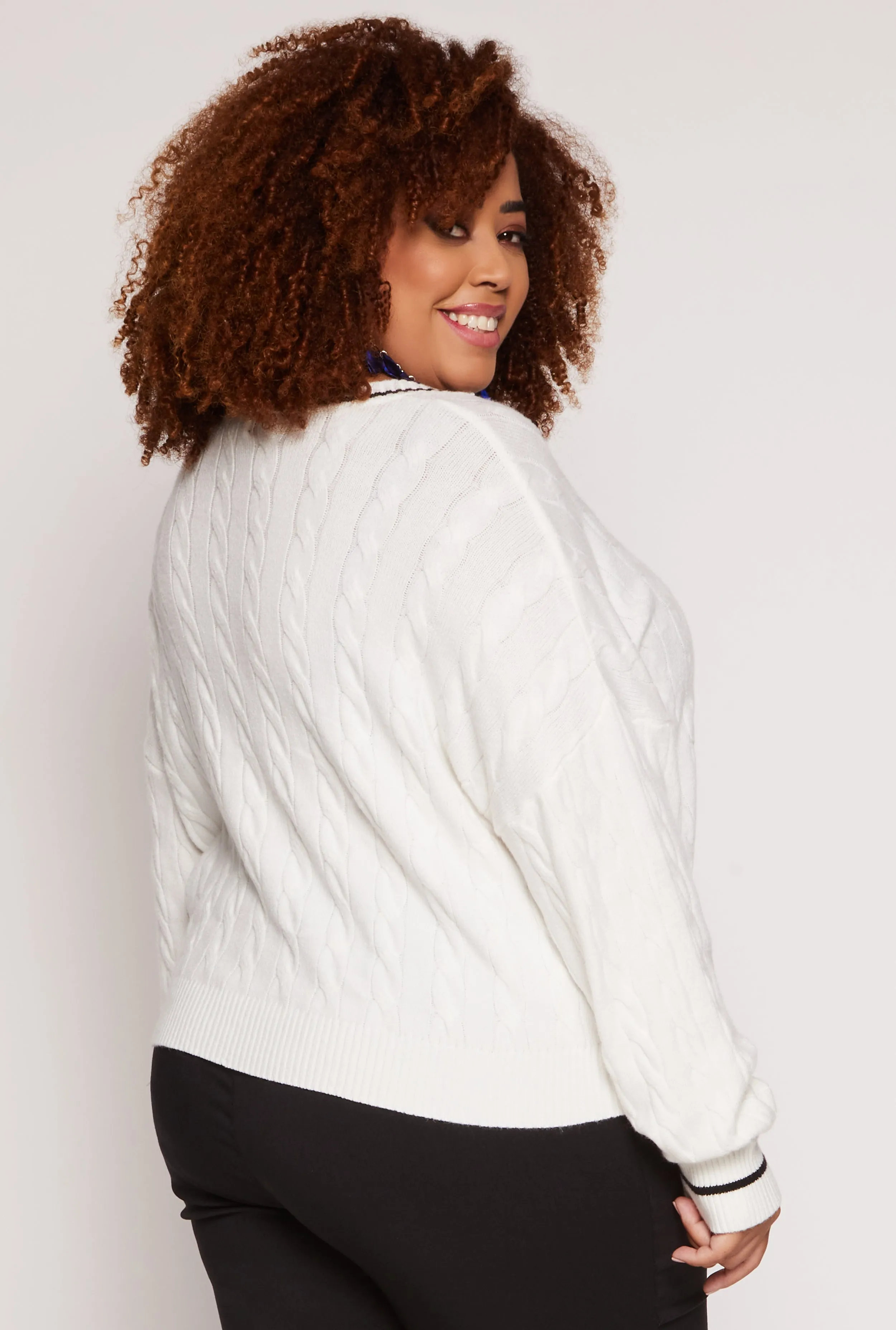 Plus Size Almost Famous New York Cable Knit Graphic Sweater sold by Rainbow product image thumbnail 3