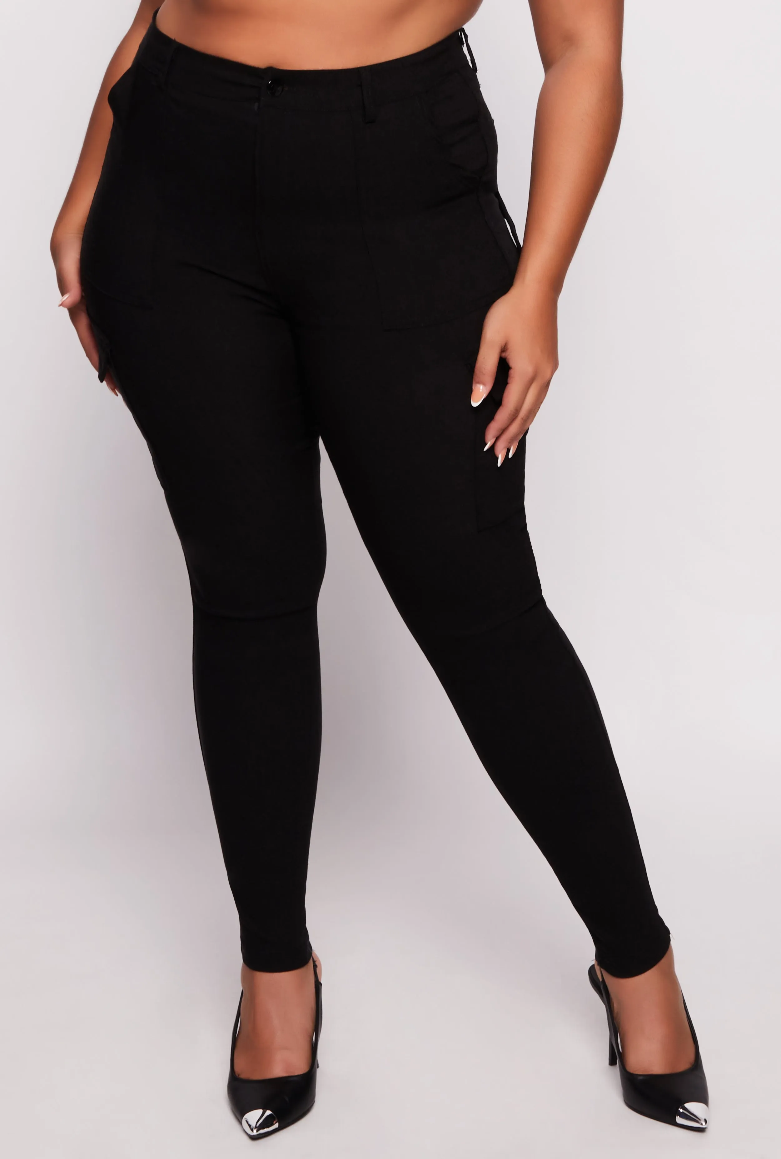 Plus Size Hyper Stretch Cargo Pocket Skinny Leg Pants sold by Rainbow product image thumbnail 2