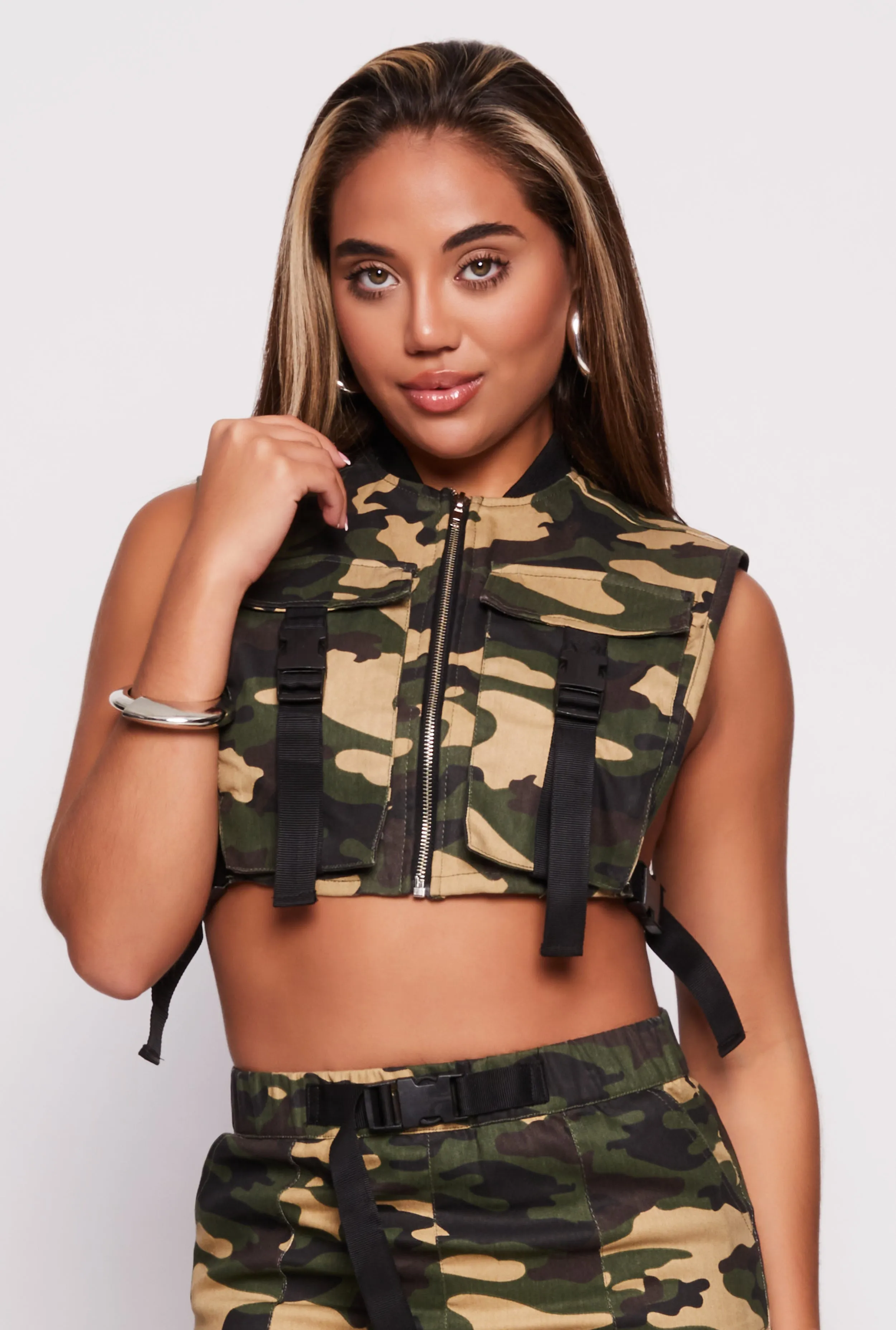 Pocket Detail Zip Front Vest sold by Rainbow