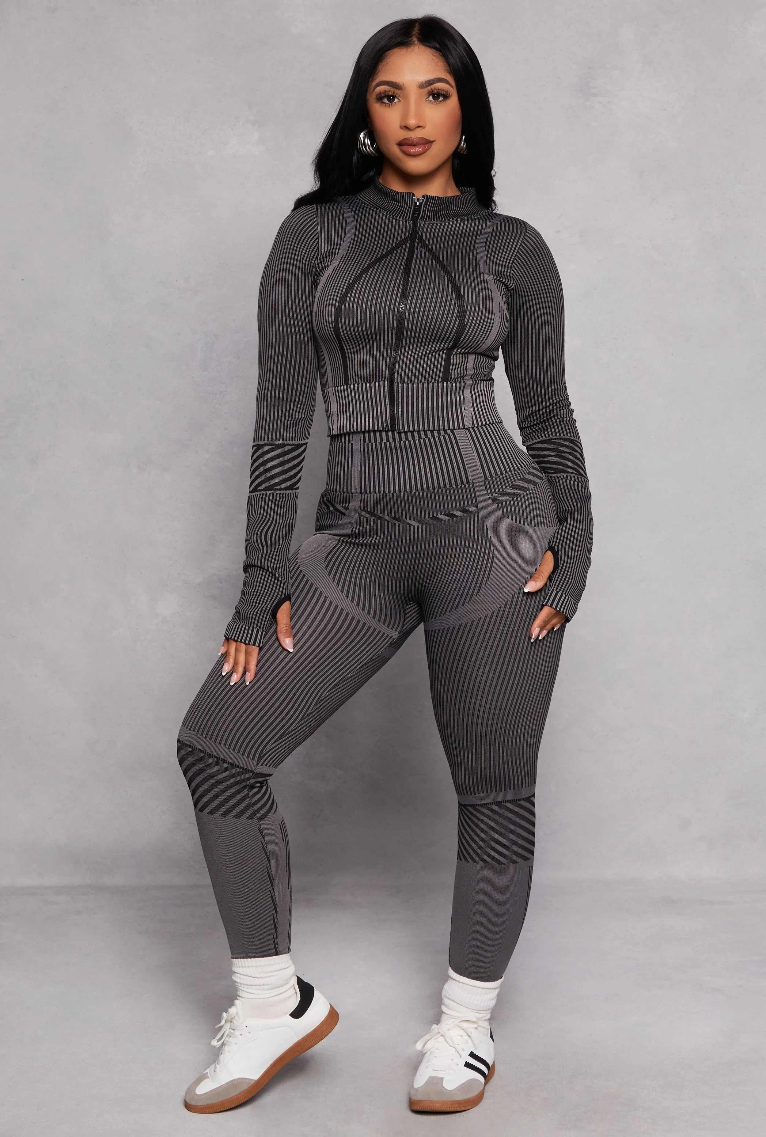 Seamless Compression Rib Zip Front Track Jacket sold by Rainbow product image thumbnail 2