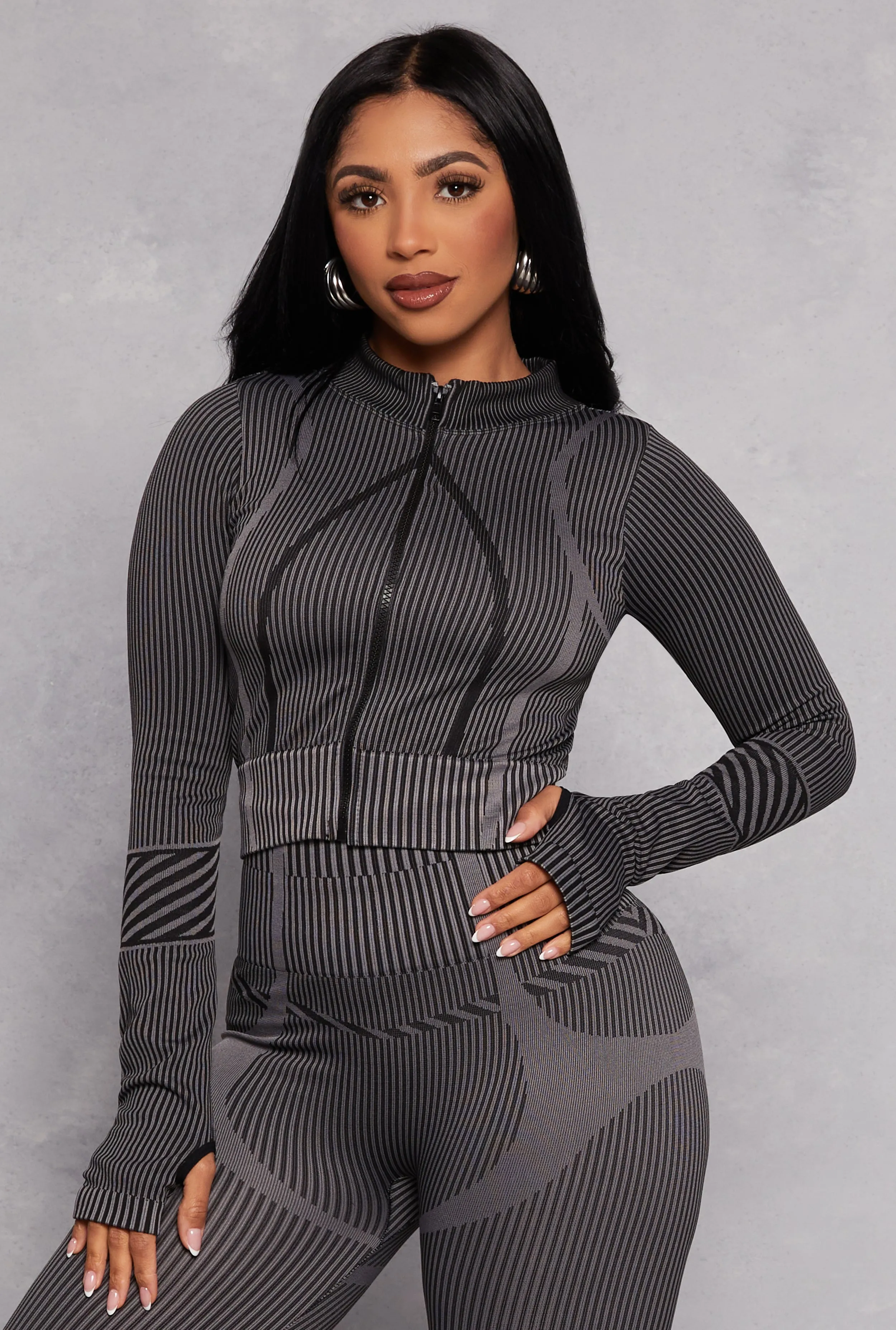 Seamless Compression Rib Zip Front Track Jacket sold by Rainbow