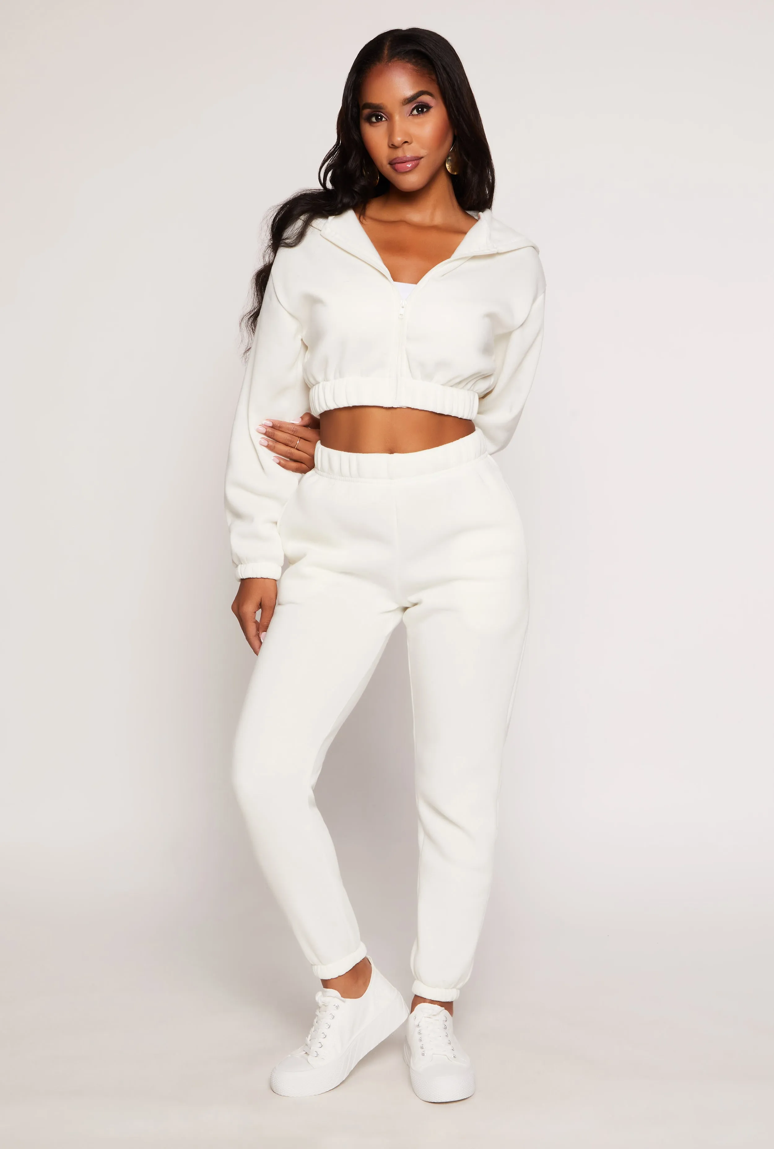 Zip Front Hooded Cropped Sweatshirt sold by Rainbow product image thumbnail 2