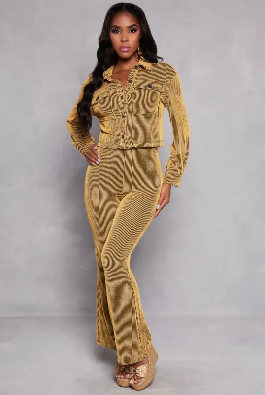 Textured Ribbed Knit High Waist Pants sold by Rainbow