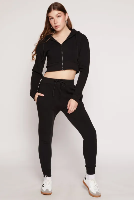 Fleece High Waisted Drawstring Joggers sold by Rainbow