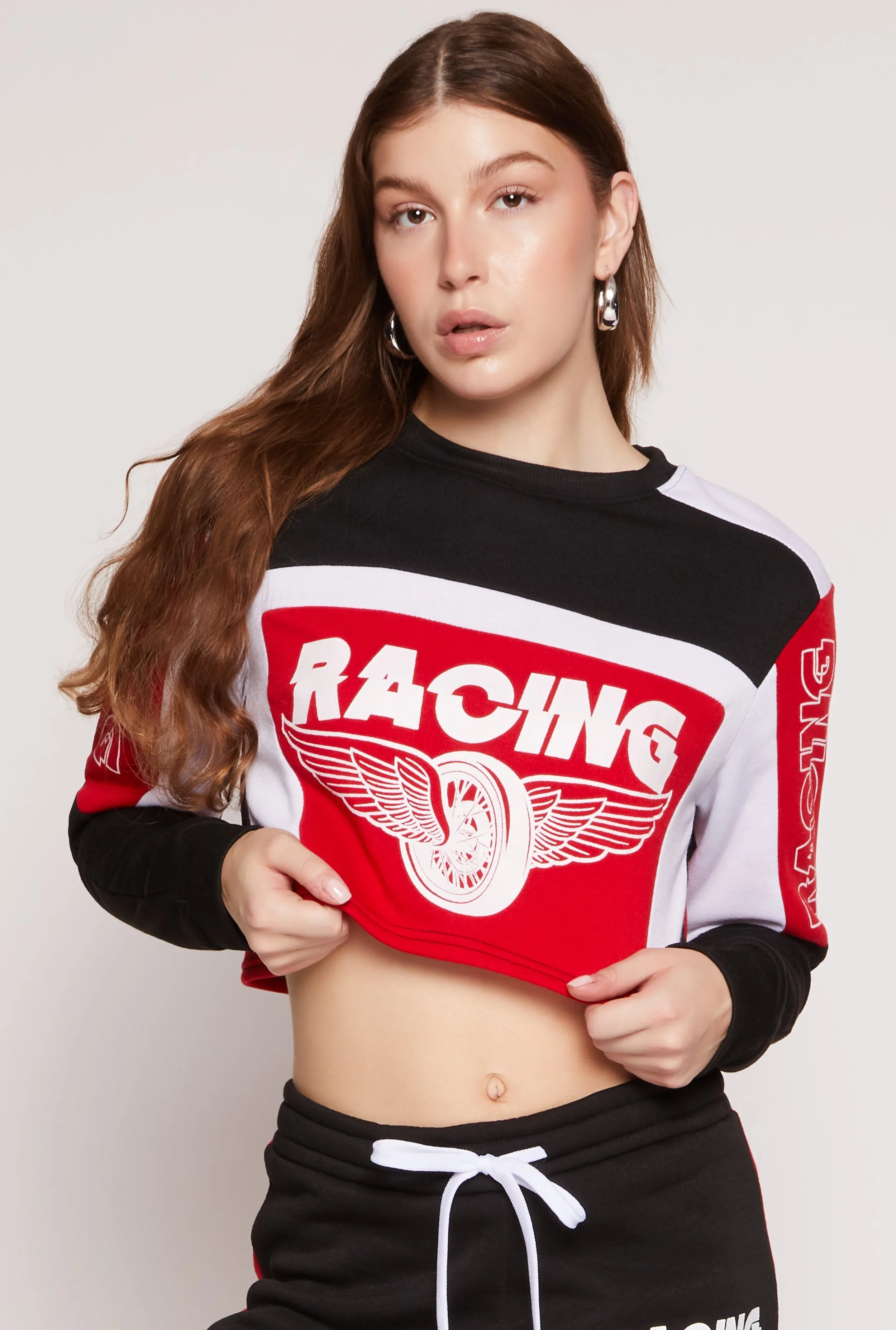 Racing Graphic Cropped Sweatshirt sold by Rainbow