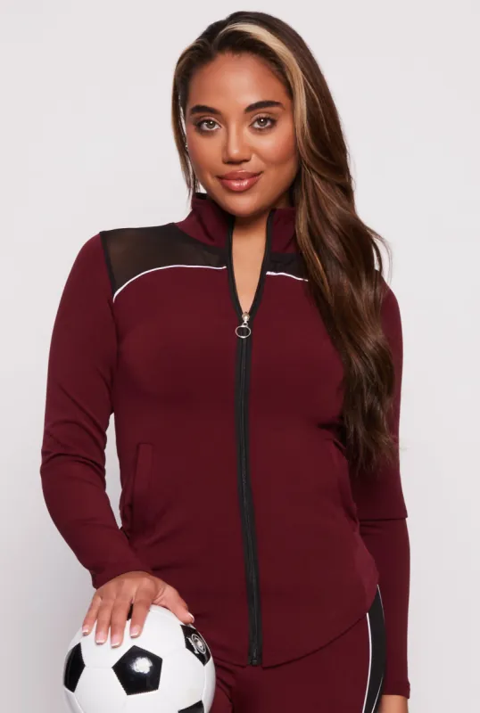 Mesh Detail Zip Front Track Jacket sold by Rainbow