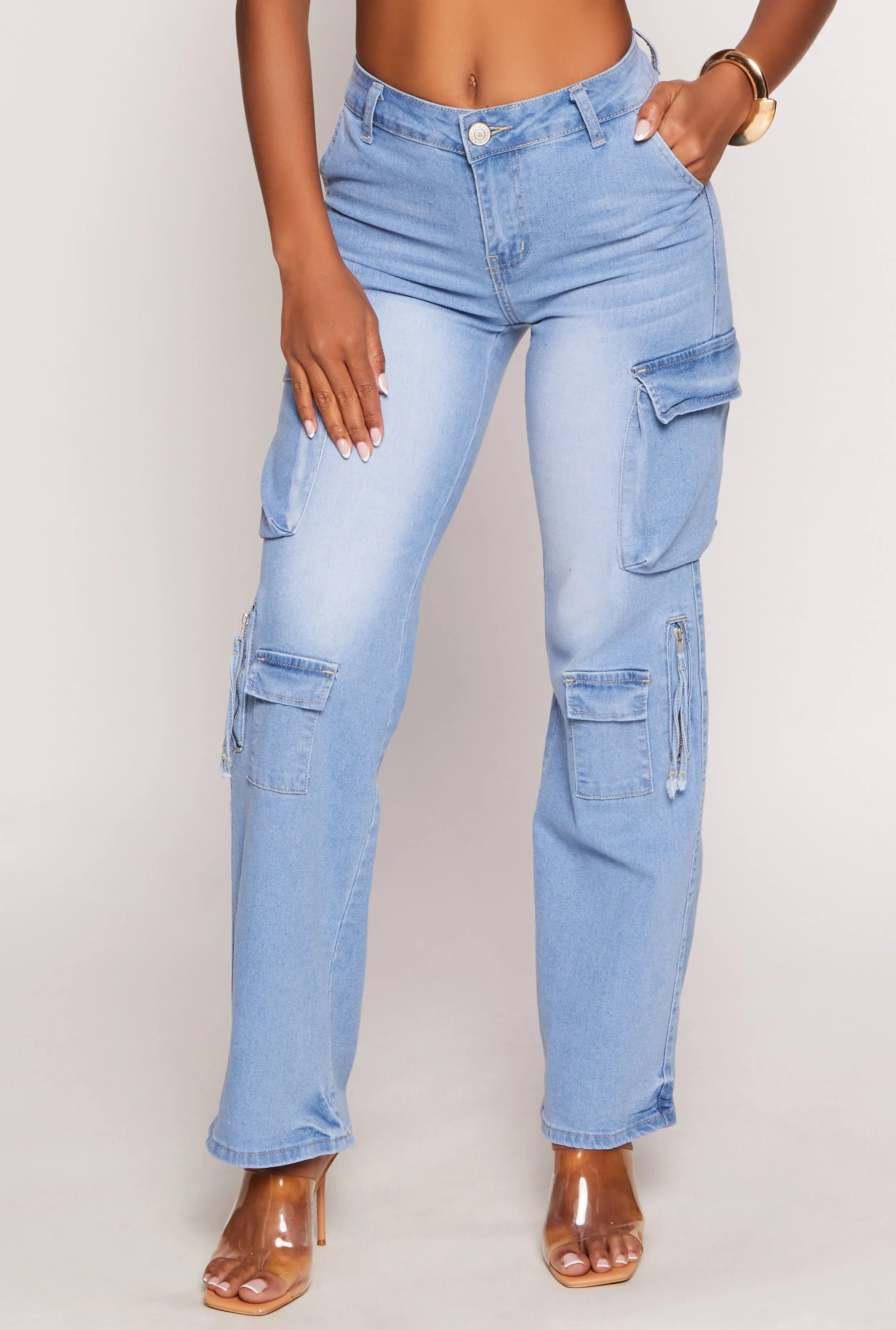 Daisy Cargo Pocket Cropped Jean Jacket sold by Rainbow product image thumbnail 2