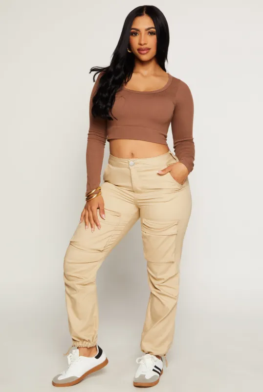 VIP Solid High Waist Cargo Joggers sold by Rainbow