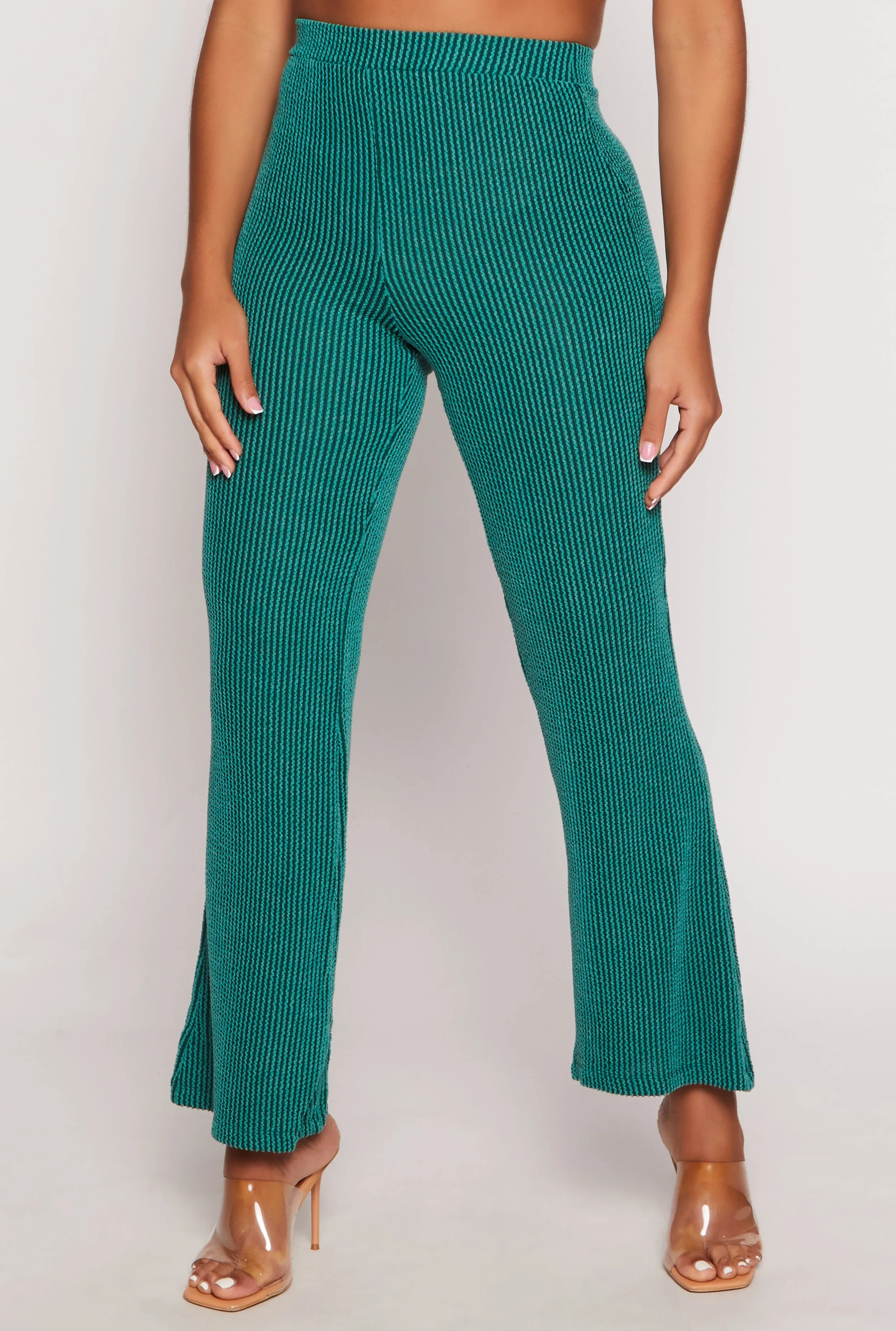 Textured Ribbed Knit High Waist Pants sold by Rainbow product image thumbnail 2