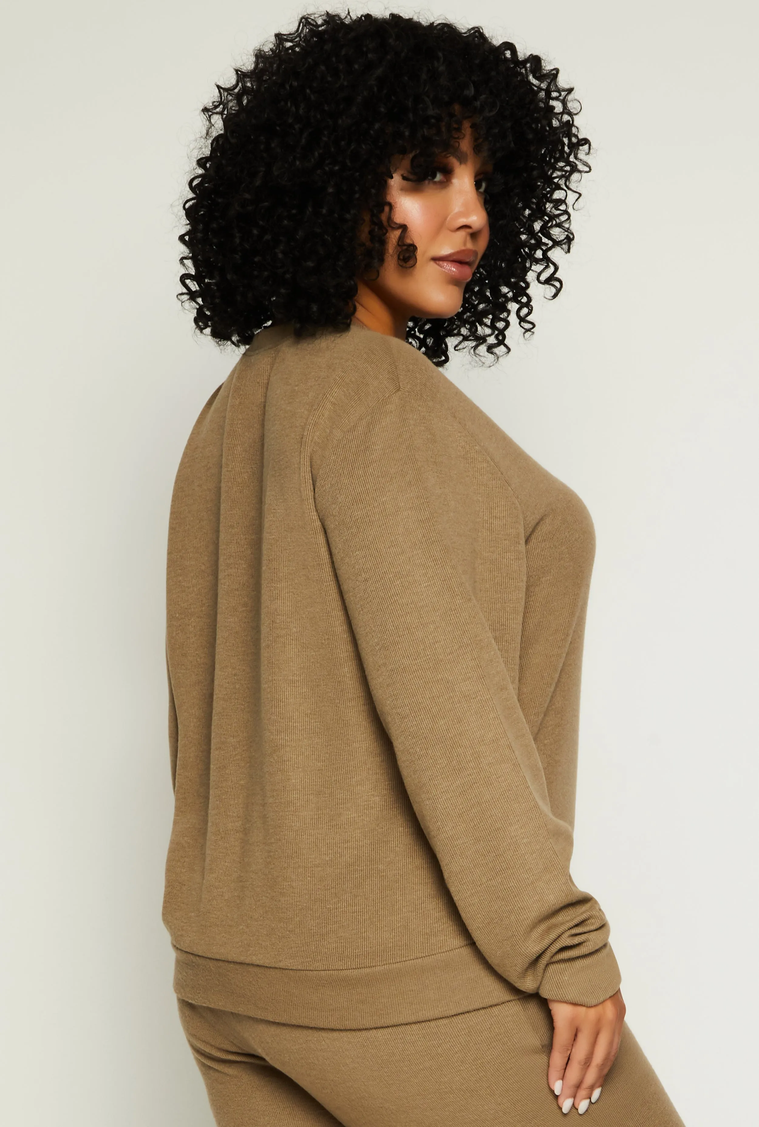 Plus Size Brushed Knit Crew Neck Sweatshirt sold by Rainbow product image thumbnail 3