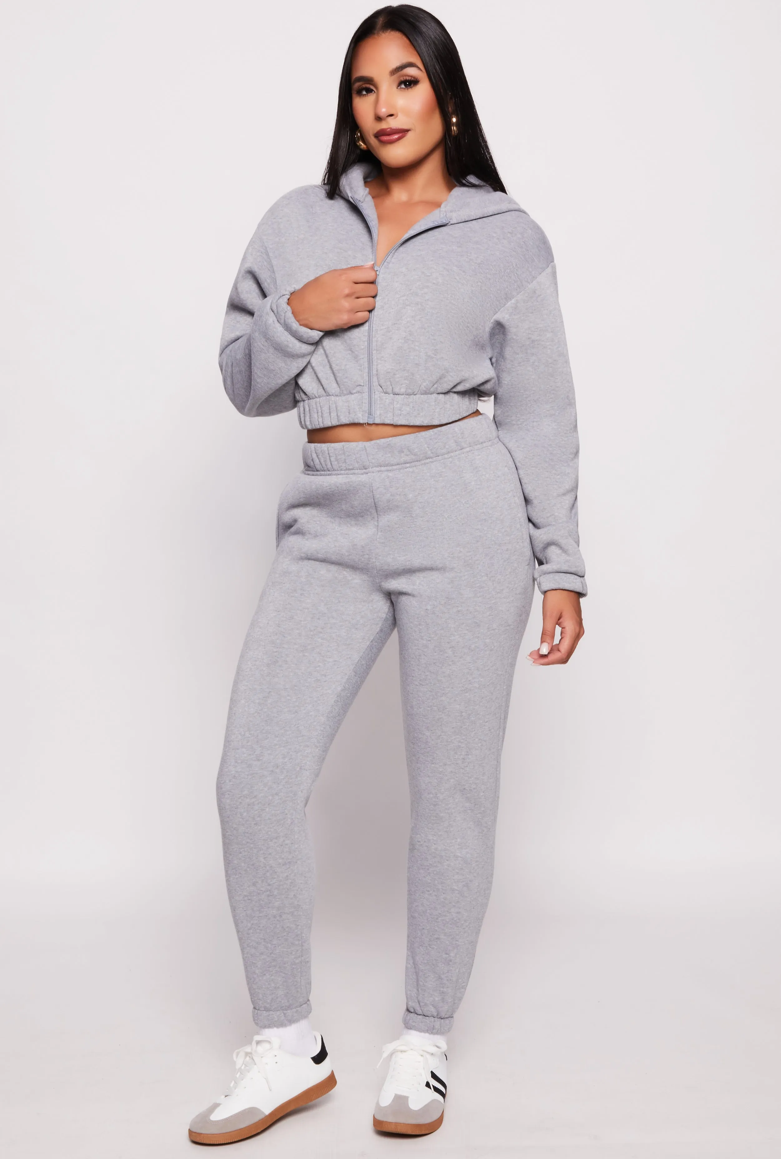 Zip Front Hooded Cropped Sweatshirt sold by Rainbow product image thumbnail 2