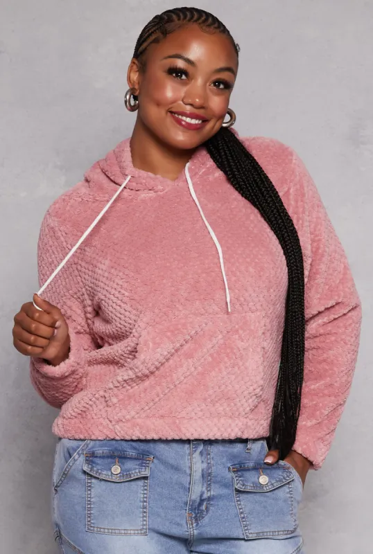 Plus Size Quilted Plush Pullover Hoodie sold by Rainbow
