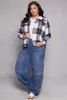 Plus Size Plaid Flap Detail Flannel Shacket sold by Rainbow