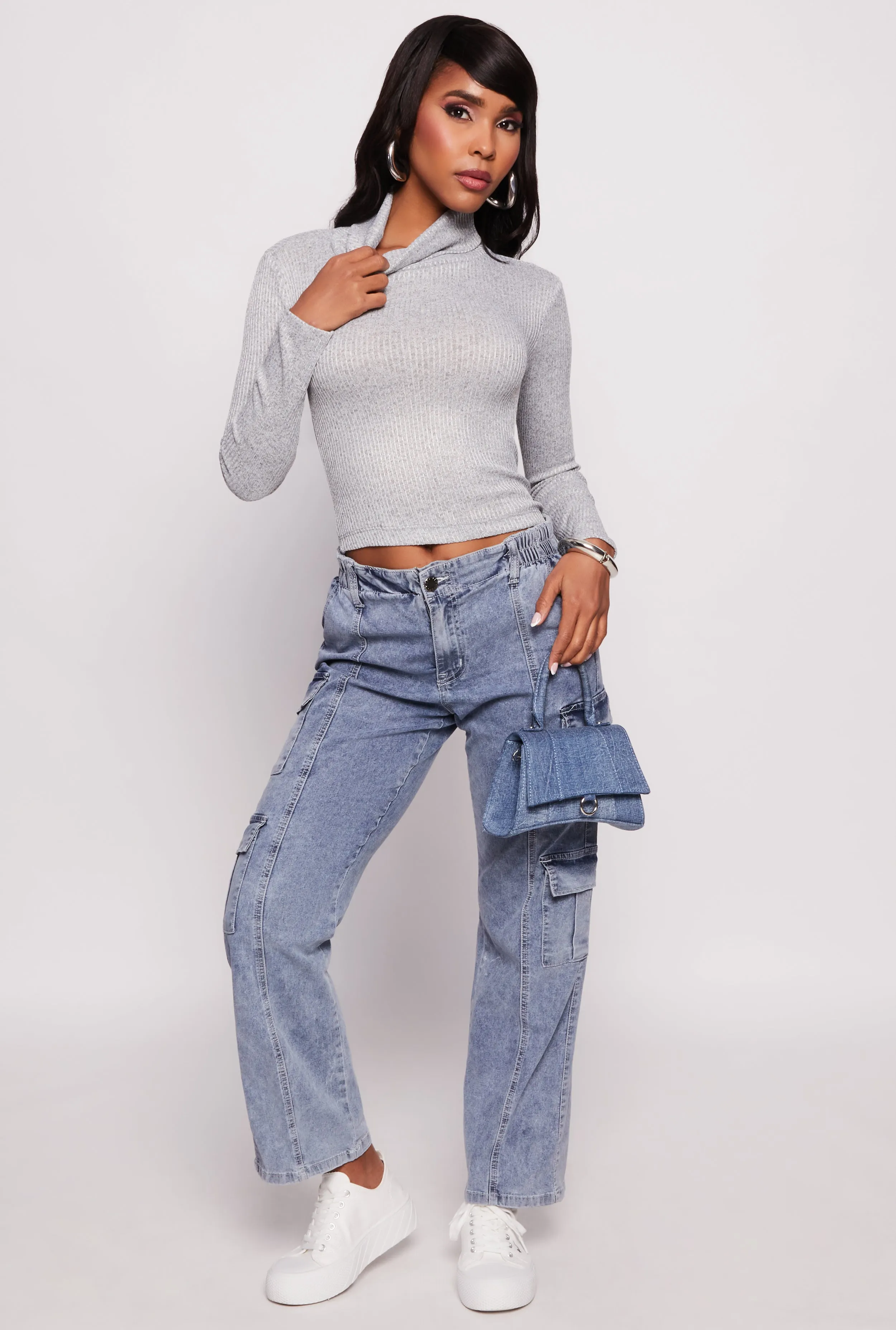 Ribbed Knit Turtleneck Long Sleeve Top sold by Rainbow product image thumbnail 2