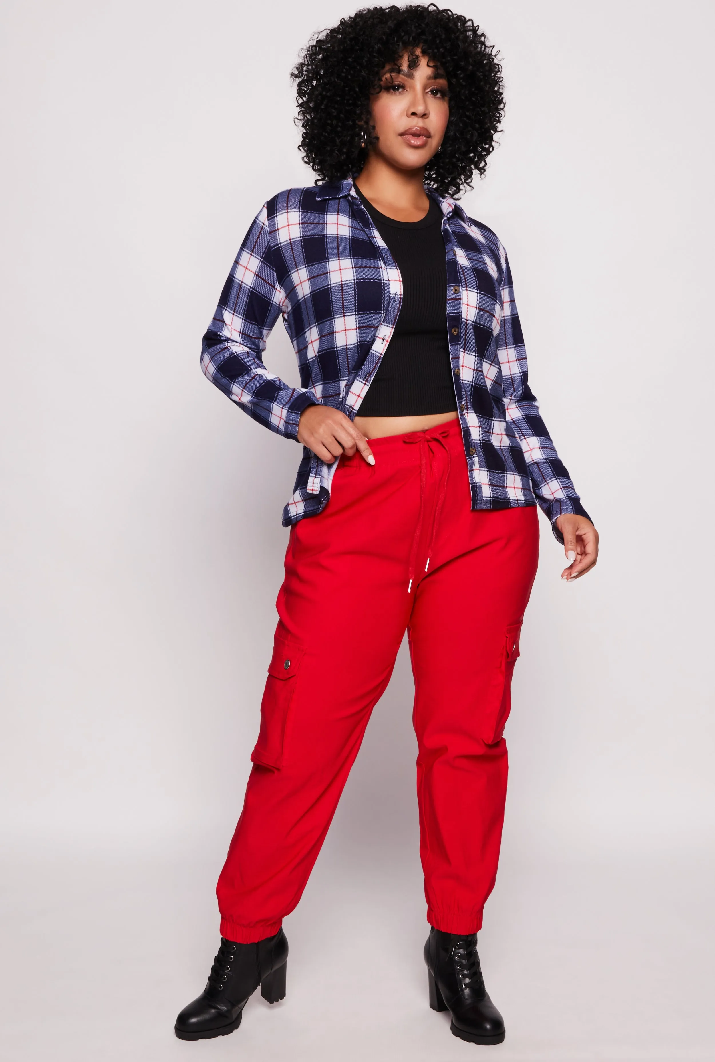 Plus Size Plaid Button Front Shirt sold by Rainbow product image thumbnail 2
