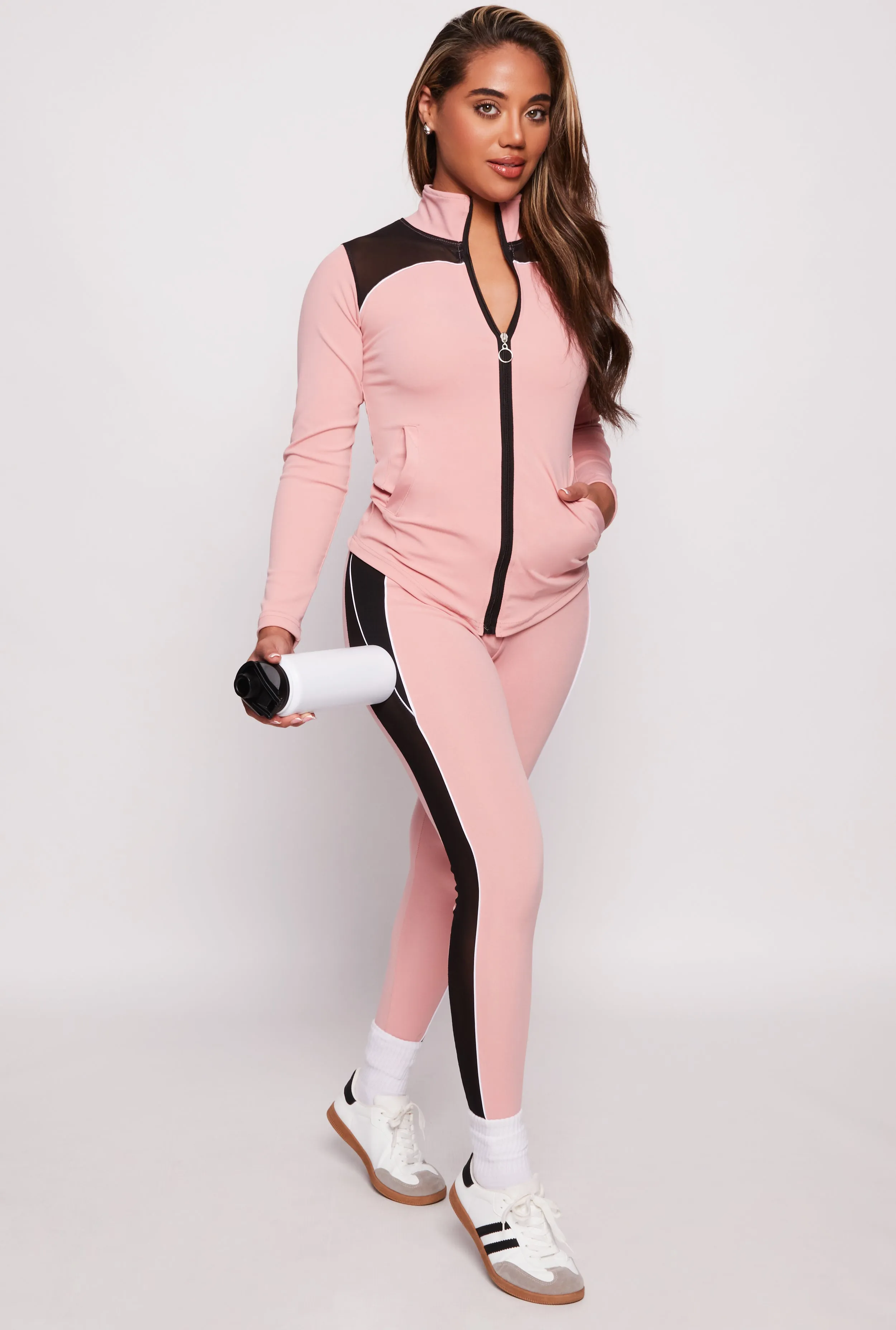 Mesh Side Detail High Waisted Leggings sold by Rainbow