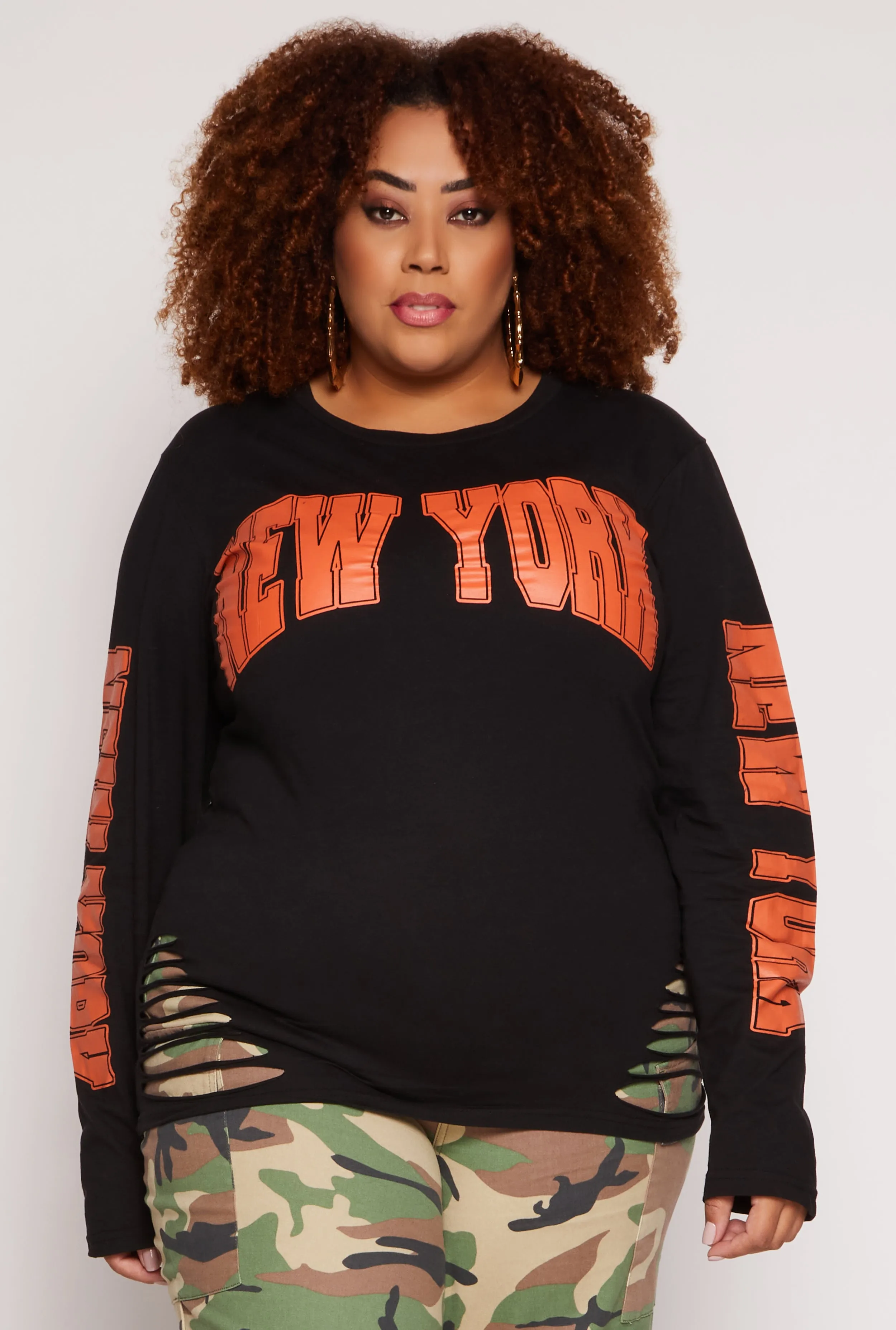 Plus Size New York Long Sleeve Top sold by Rainbow