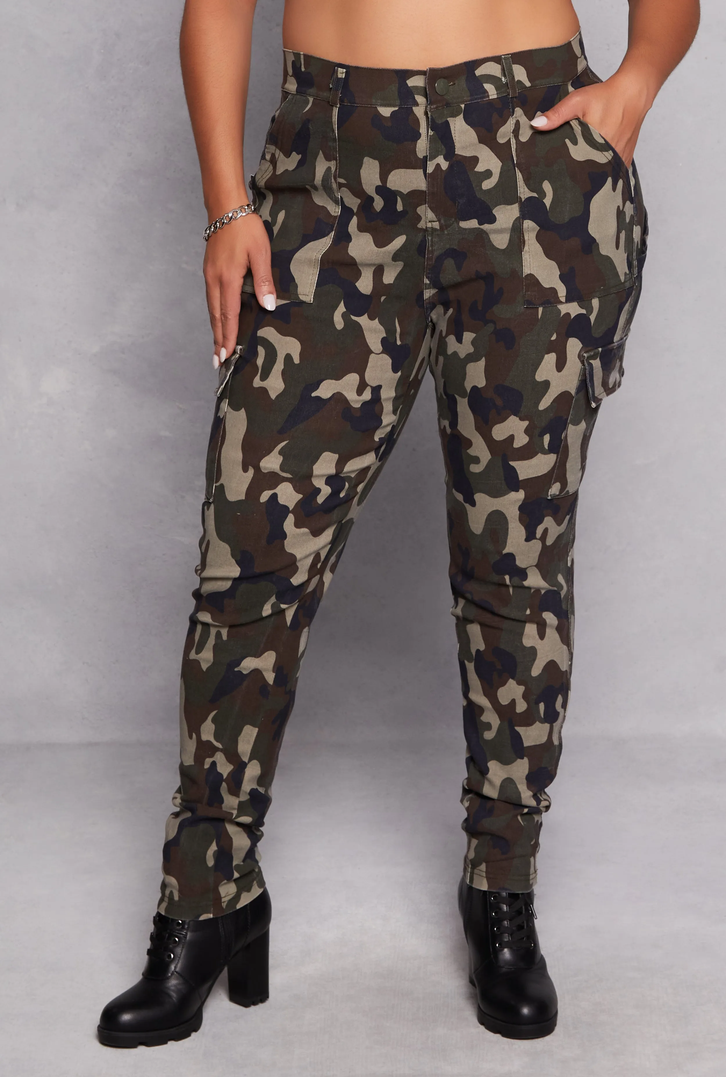 Plus Size Hyper Stretch Cargo Pocket Skinny Leg Pants sold by Rainbow product image thumbnail 2