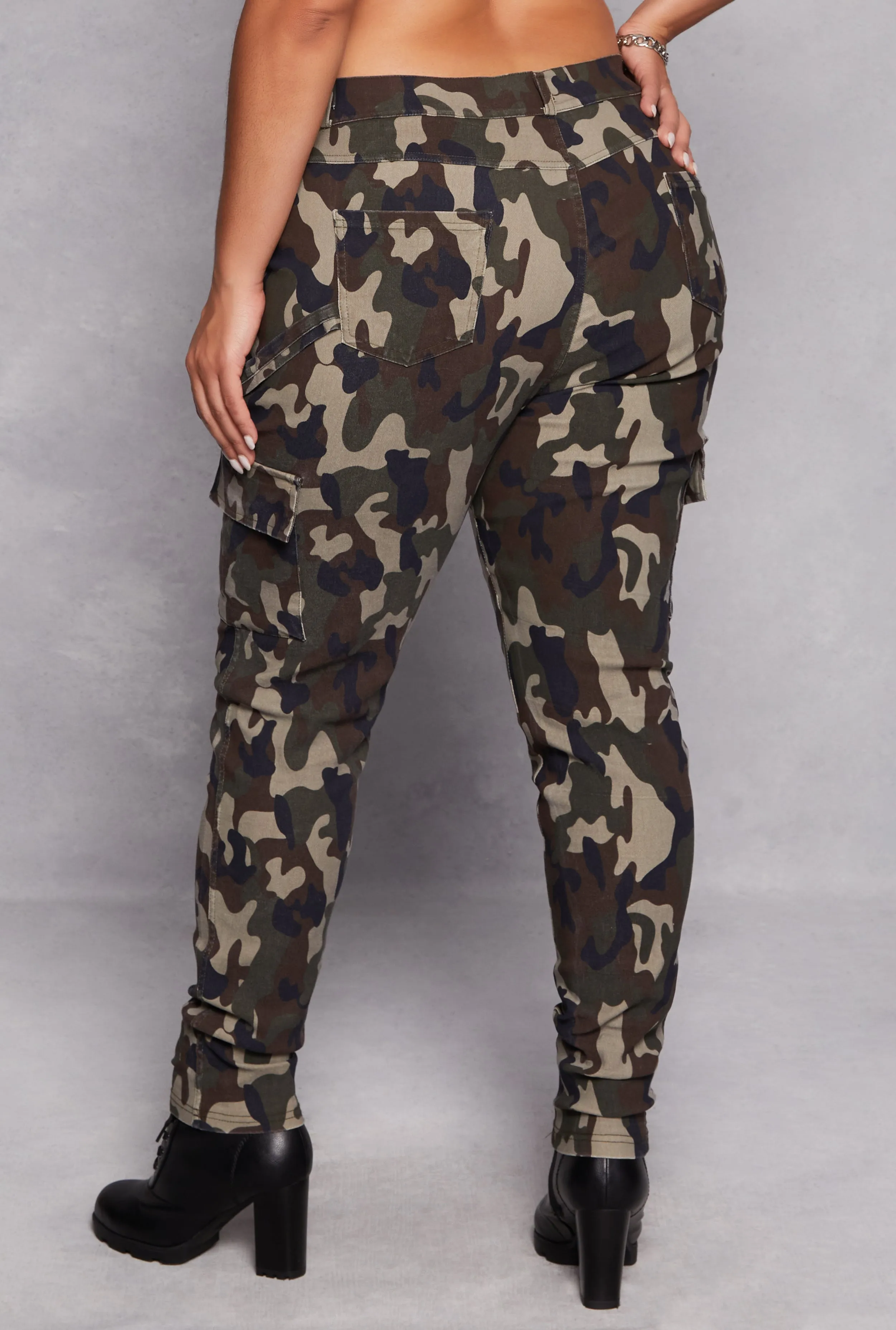 Plus Size Hyper Stretch Cargo Pocket Skinny Leg Pants sold by Rainbow product image thumbnail 3