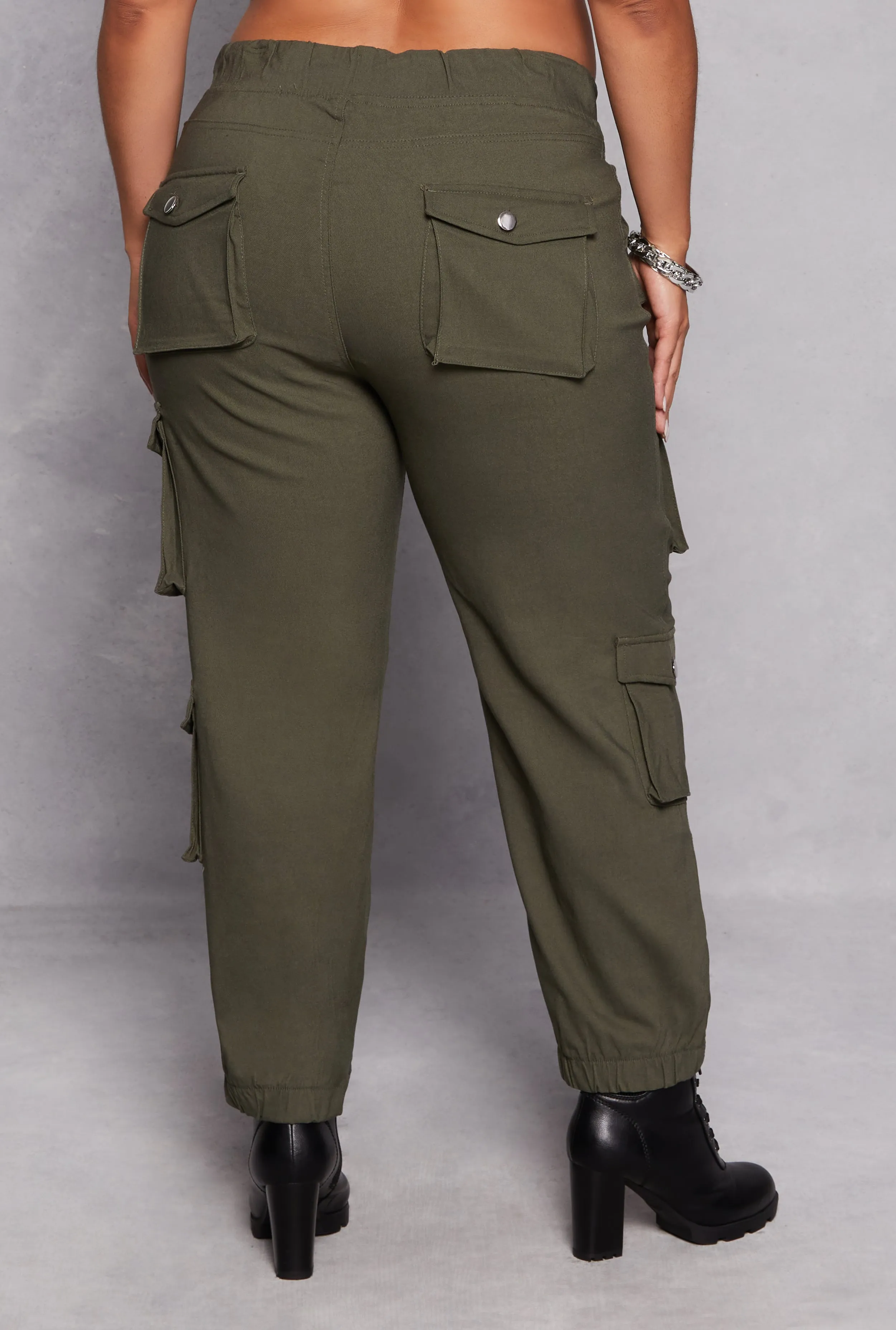 Plus Size High Waisted Cargo Joggers sold by Rainbow product image thumbnail 3
