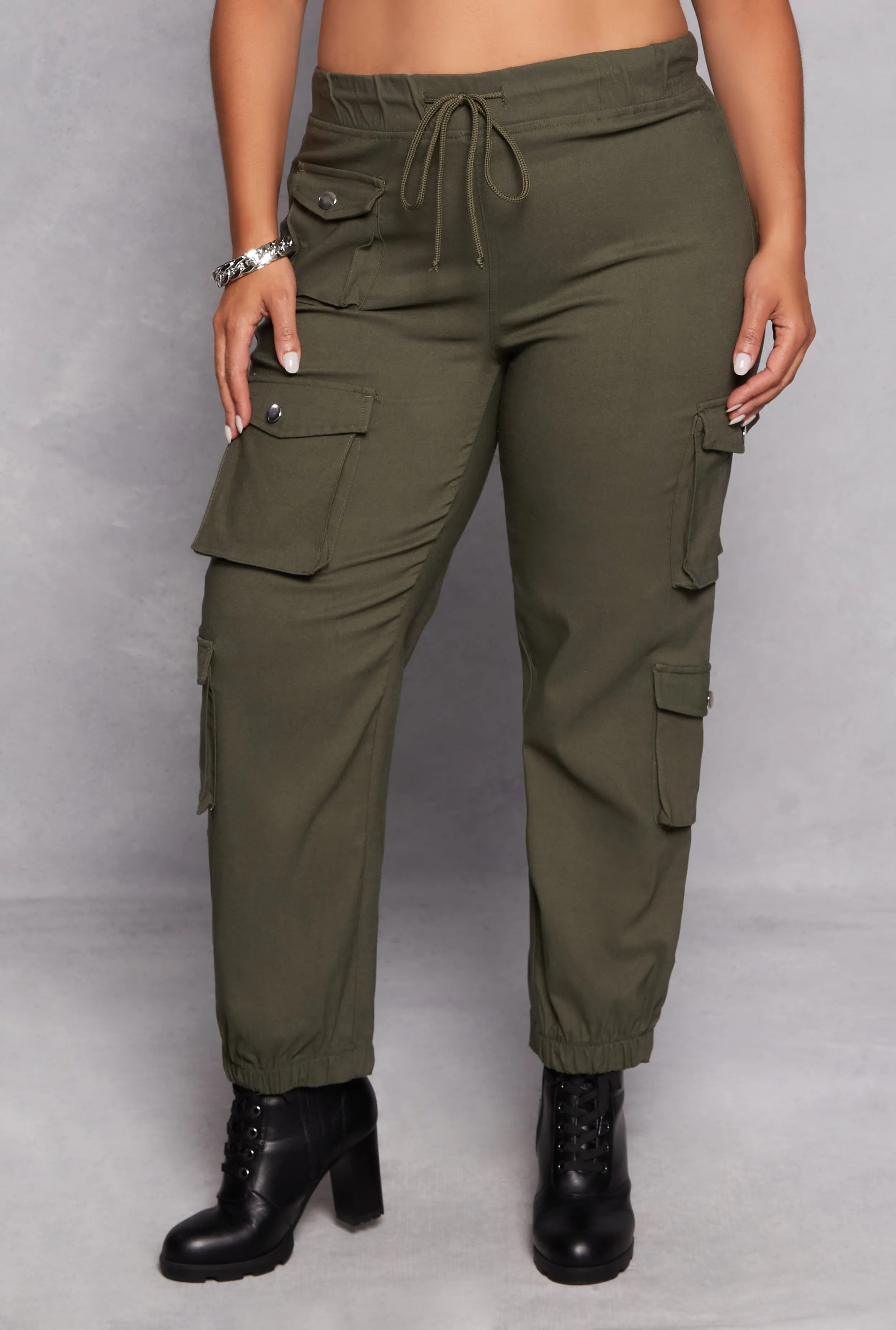 Plus Size High Waisted Cargo Joggers sold by Rainbow product image thumbnail 2