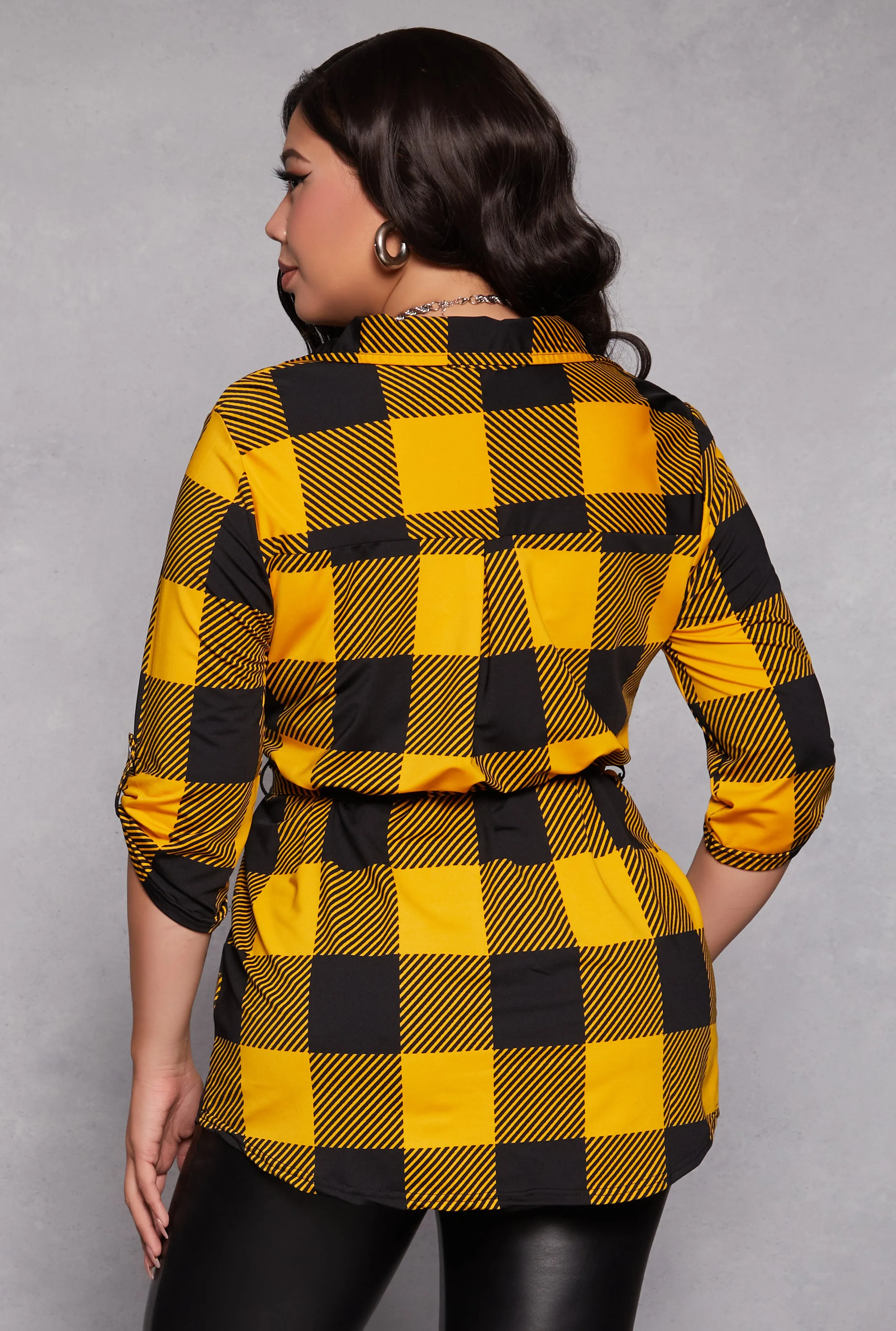 Plus Size Buffalo Plaid Half Zip Tunic Top sold by Rainbow product image thumbnail 3