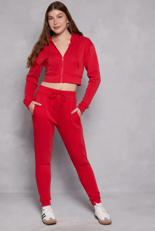 Fleece High Waisted Drawstring Joggers sold by Rainbow