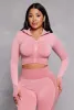 Seamless Textured Knit Zip Front Track Jacket sold by Rainbow