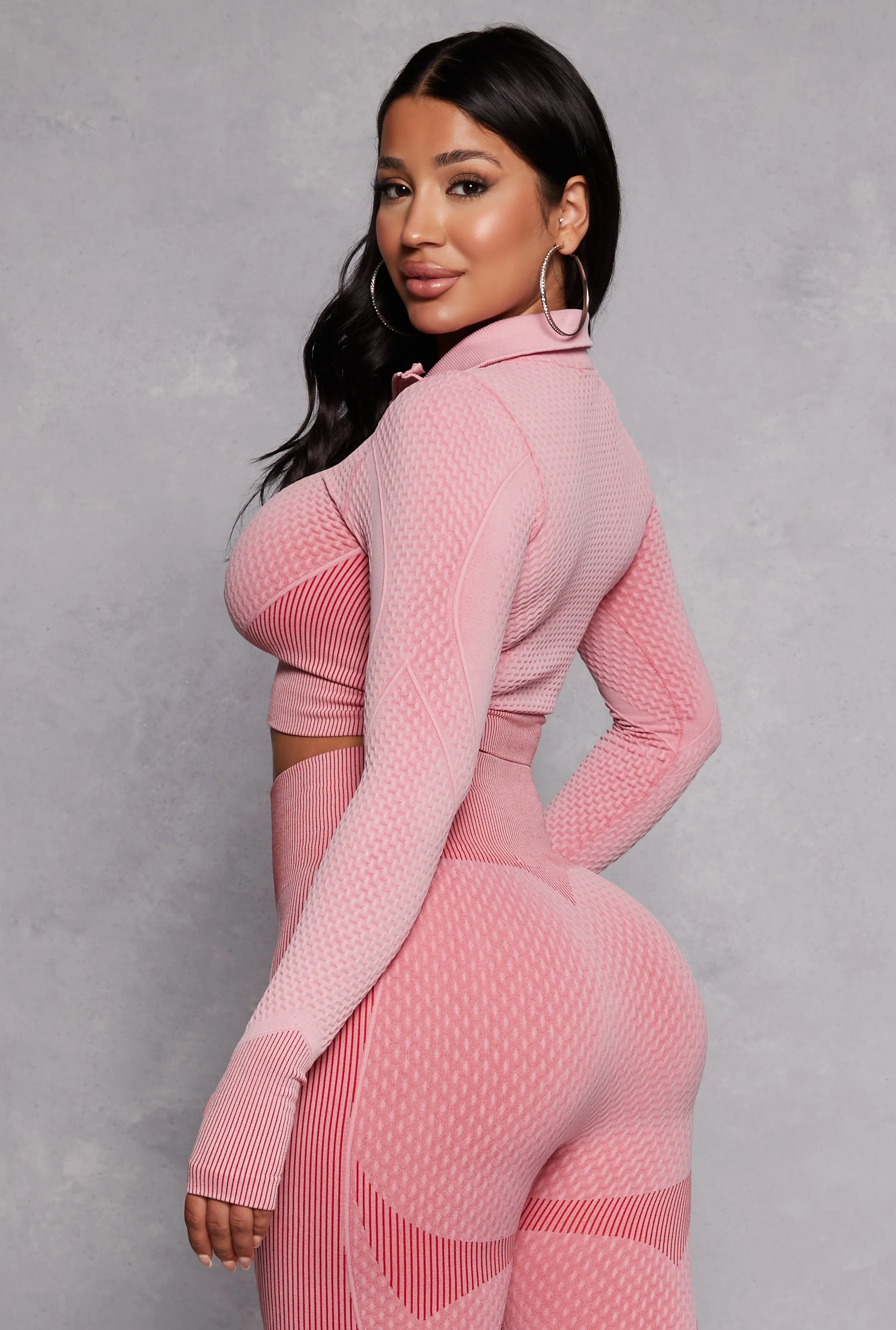 Seamless Textured Knit Zip Front Track Jacket sold by Rainbow product image thumbnail 3