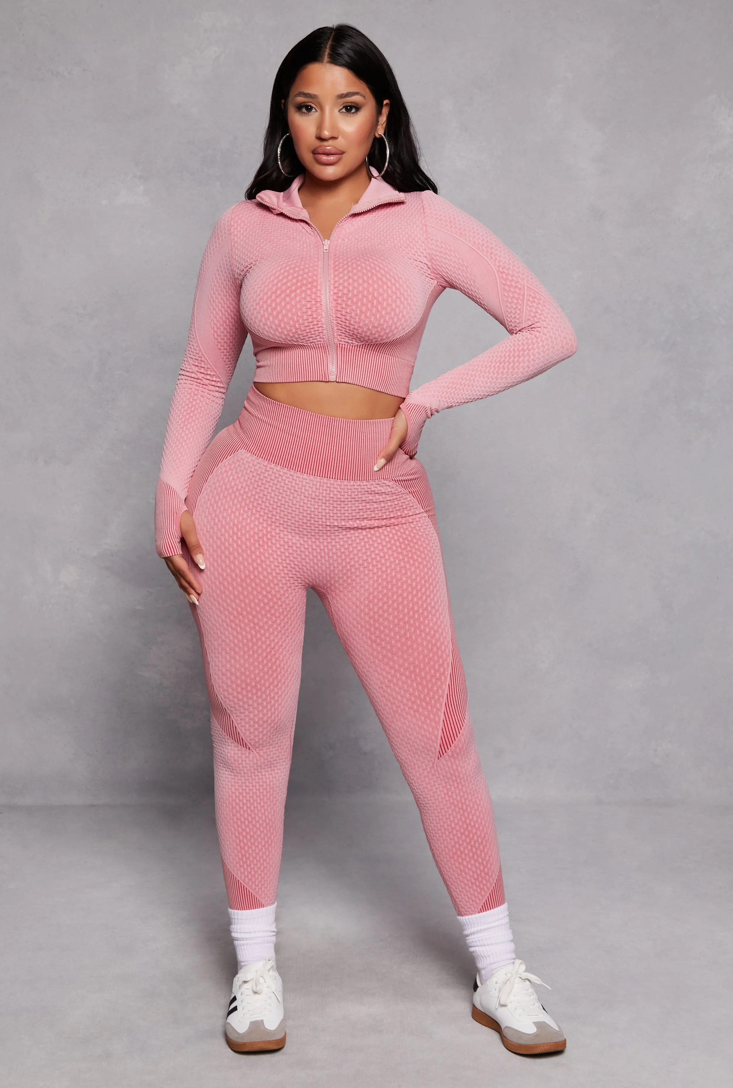 Seamless Textured Knit Zip Front Track Jacket sold by Rainbow product image thumbnail 2