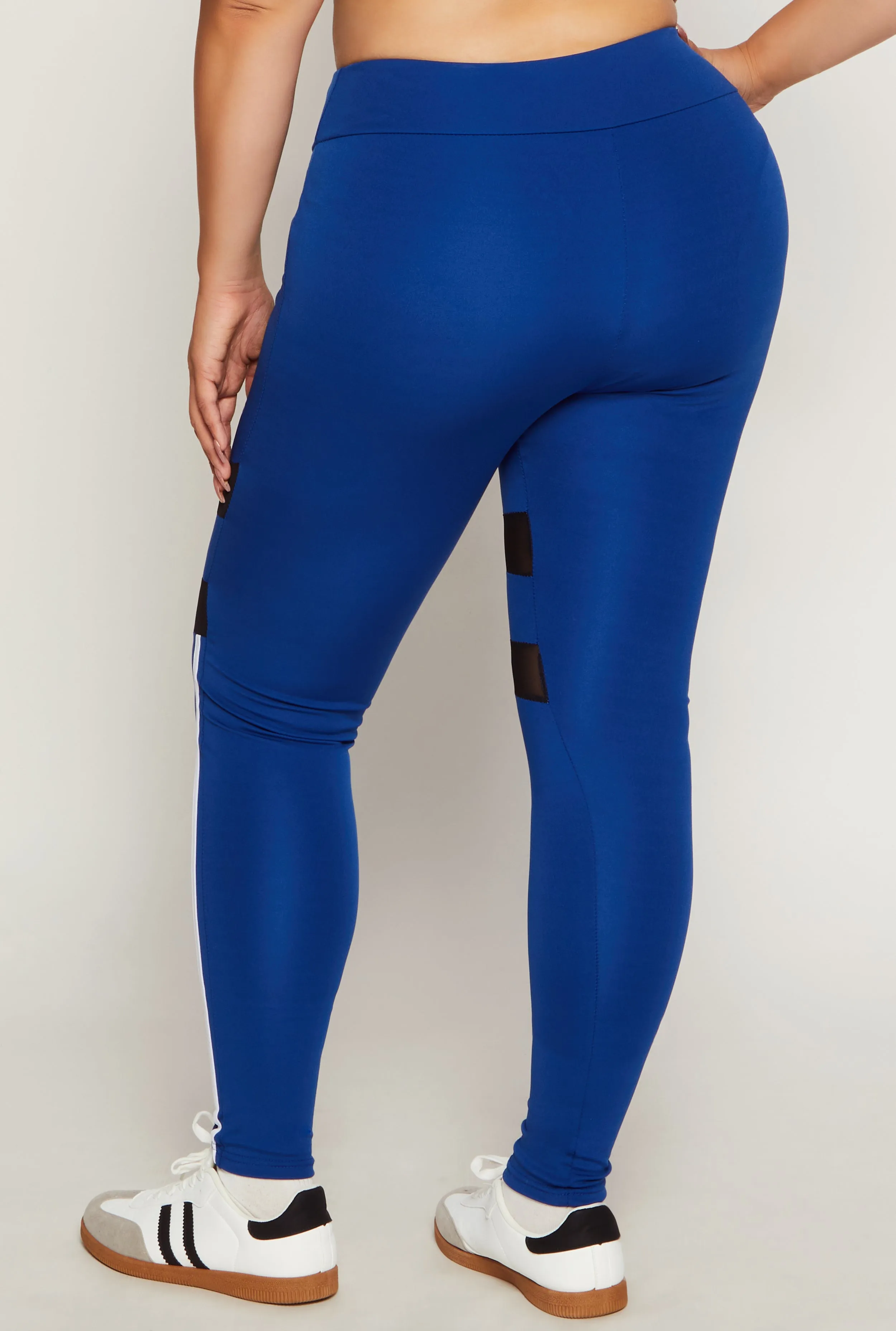 Plus Size Contrast Trim Mesh Detail Leggings sold by Rainbow product image thumbnail 3
