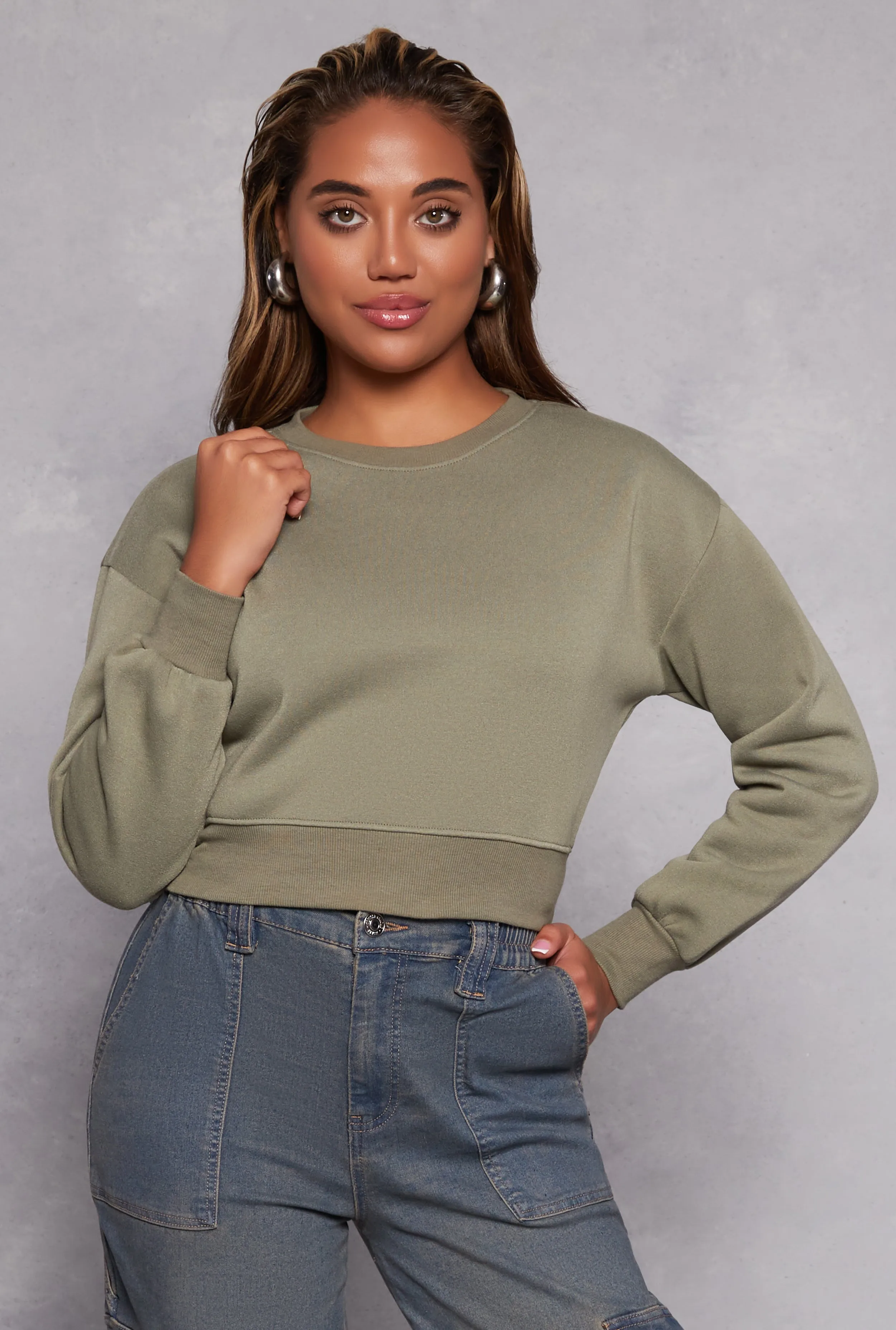 Solid Fleece Pullover Sweatshirt sold by Rainbow