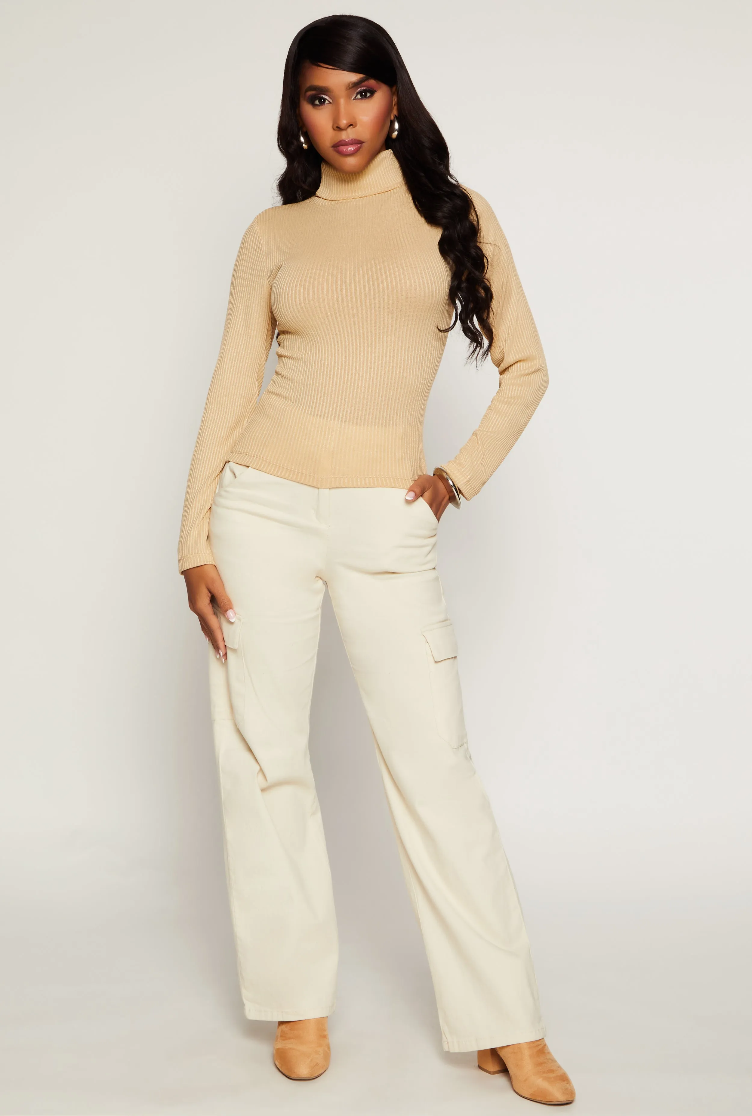 Ribbed Knit Turtleneck Long Sleeve Top sold by Rainbow product image thumbnail 2