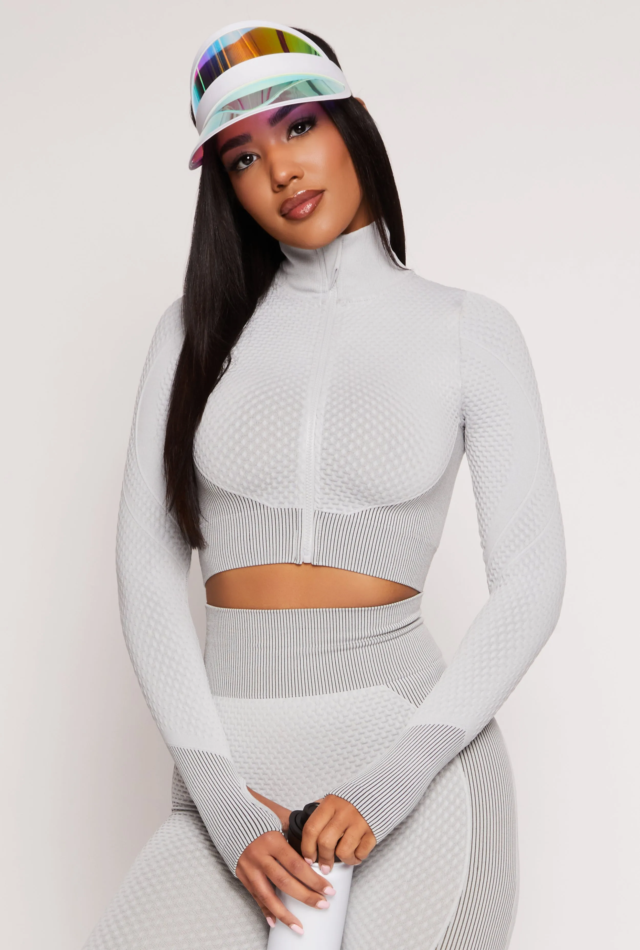 Seamless Textured Knit Zip Front Track Jacket sold by Rainbow