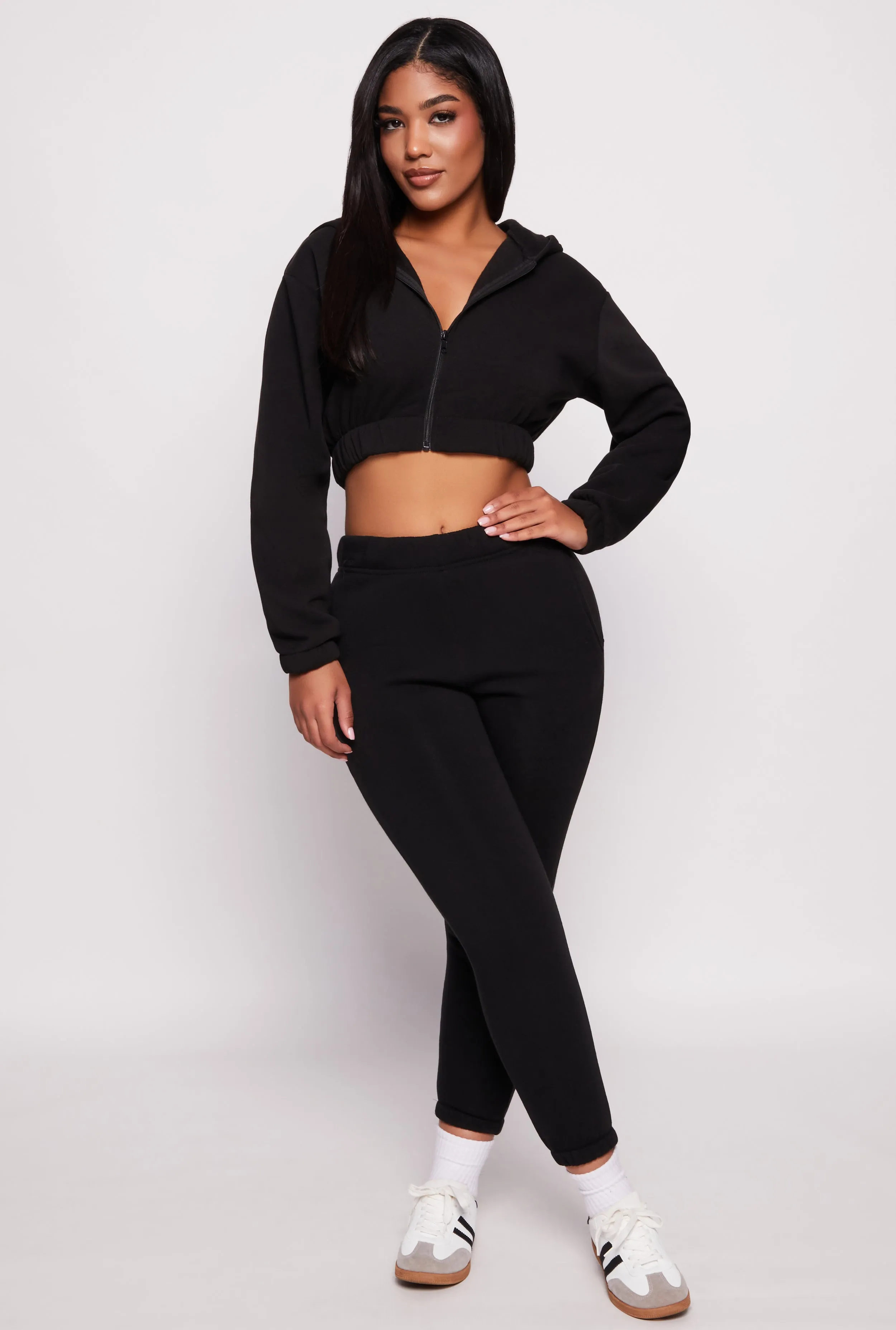 Zip Front Hooded Cropped Sweatshirt sold by Rainbow product image thumbnail 2