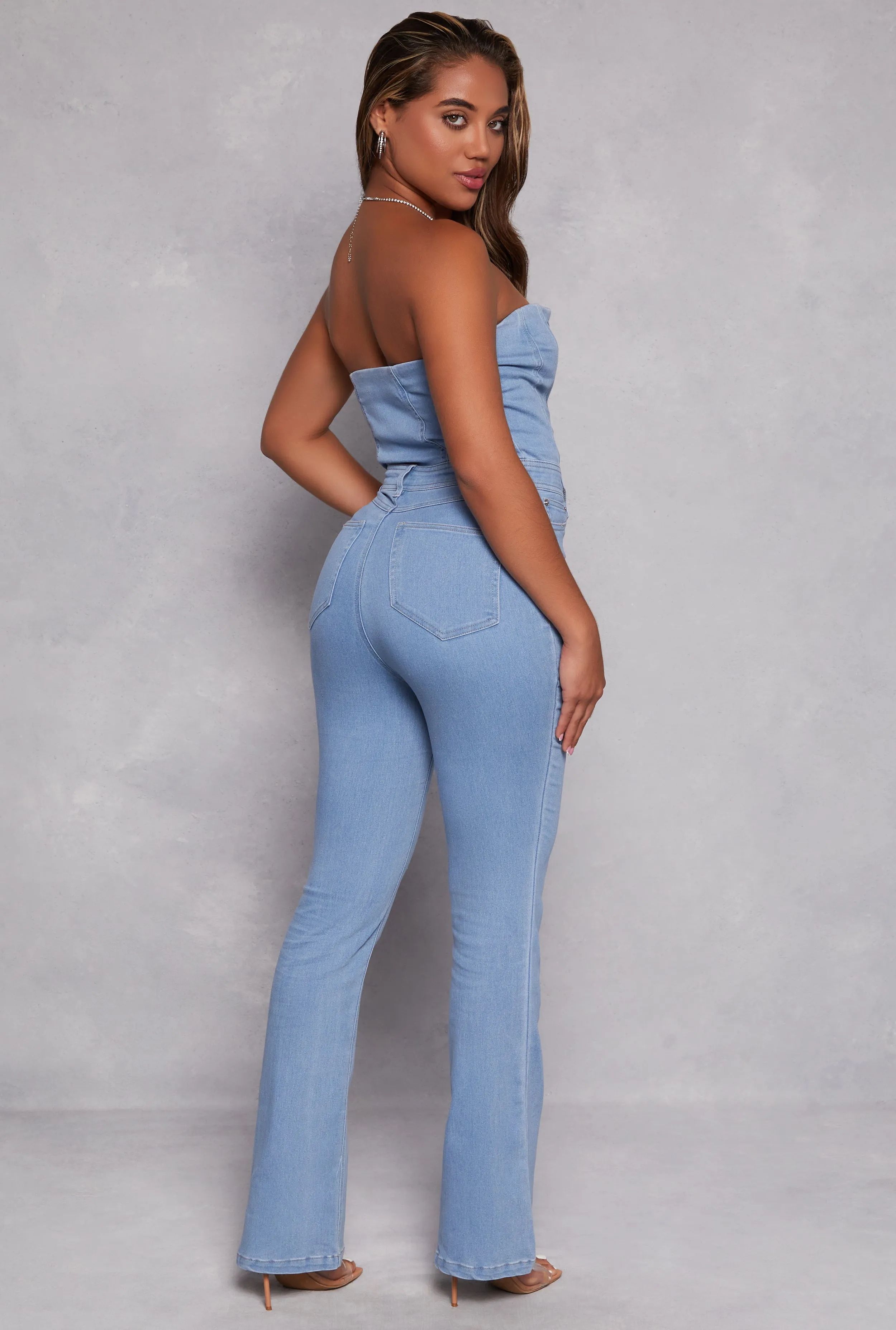 Denim Strapless Zip Front Jumpsuit sold by Rainbow product image thumbnail 3