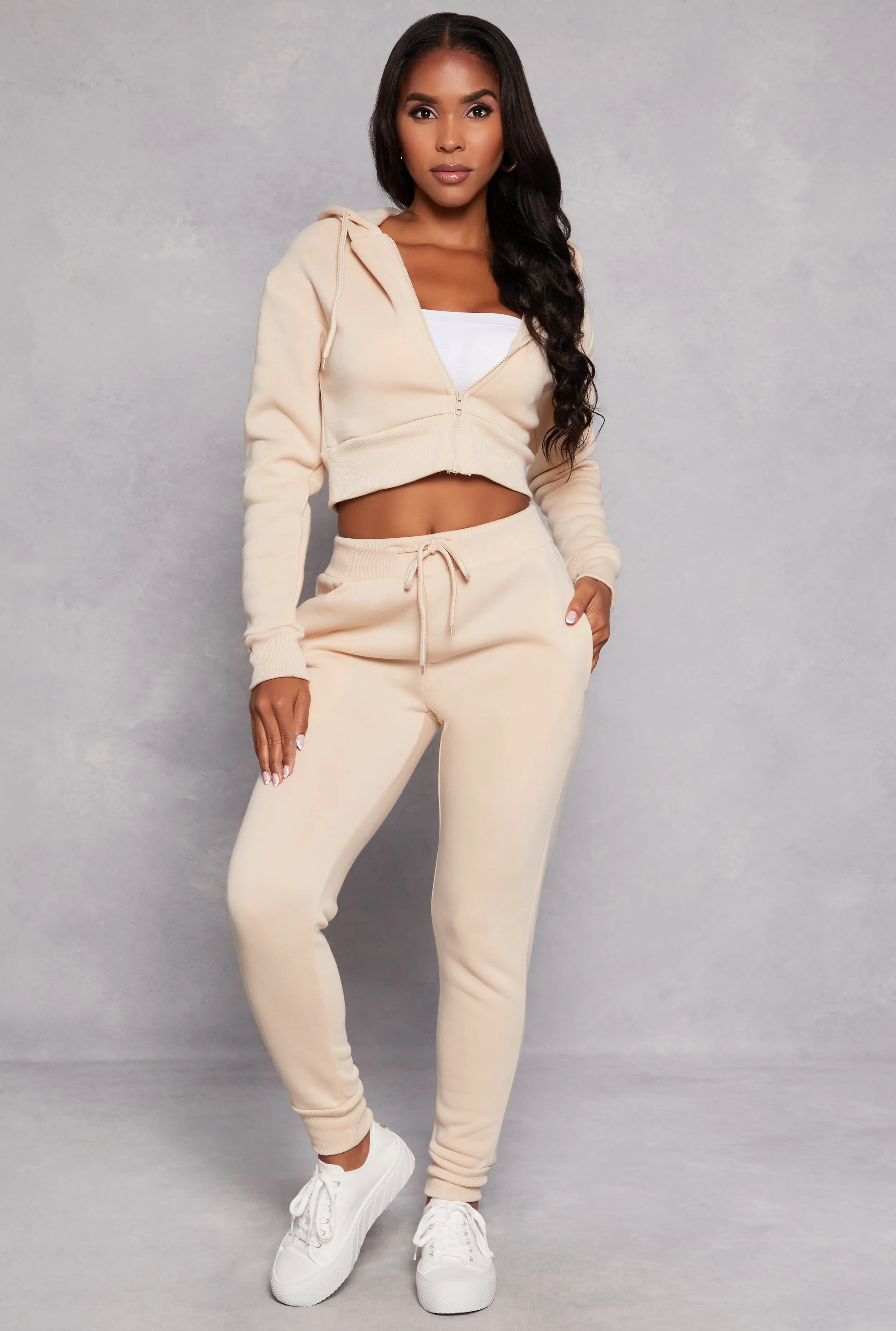 Fleece High Waisted Drawstring Joggers sold by Rainbow