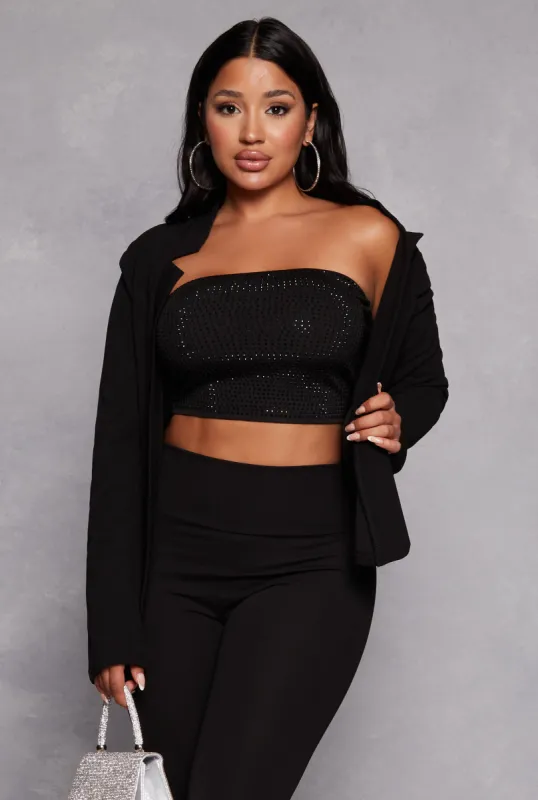Crepe Knit Open Front Long Sleeve Blazer sold by Rainbow