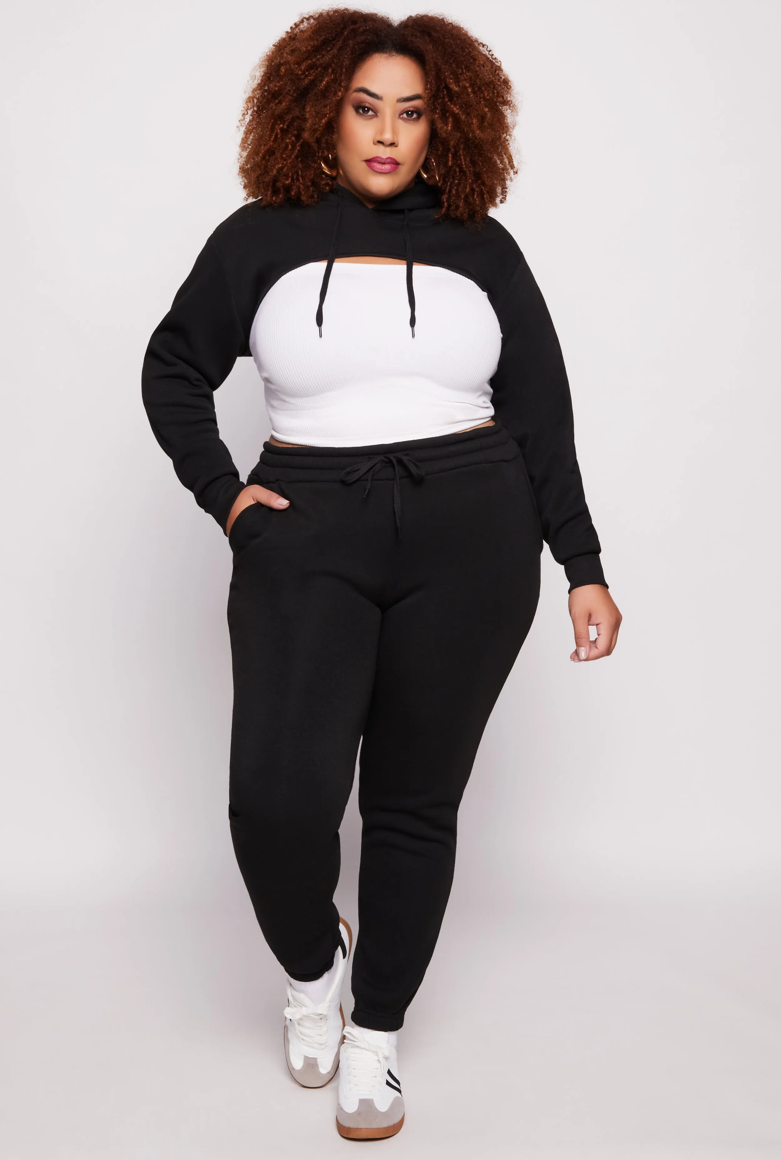 Plus Size Fleece Hooded Shrug sold by Rainbow product image thumbnail 2