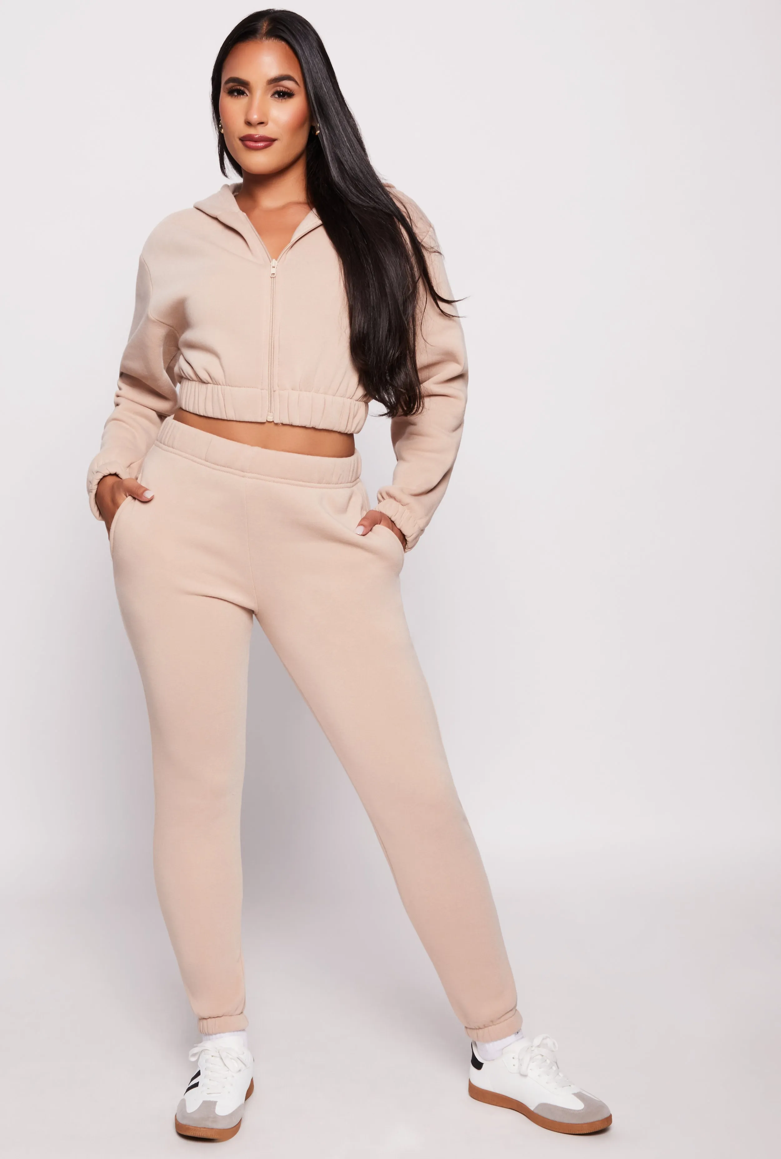 Zip Front Hooded Cropped Sweatshirt sold by Rainbow product image thumbnail 2